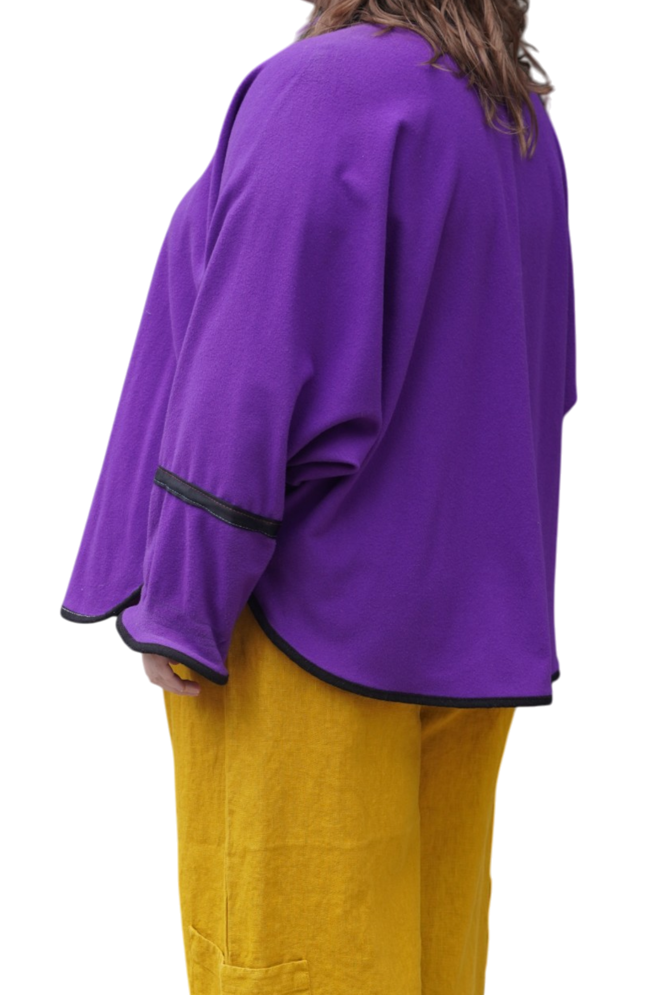 Purple Wool Jacket with Pink Leather Appliqué by Pepin Designs #32