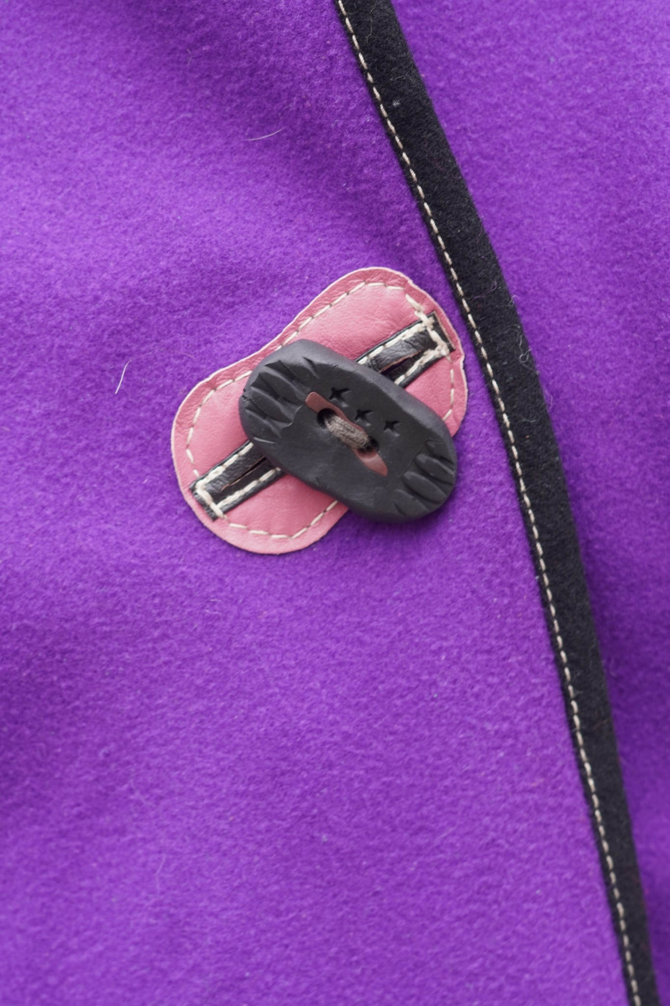 Purple Wool Jacket with Pink Leather Appliqué by Pepin Designs #32