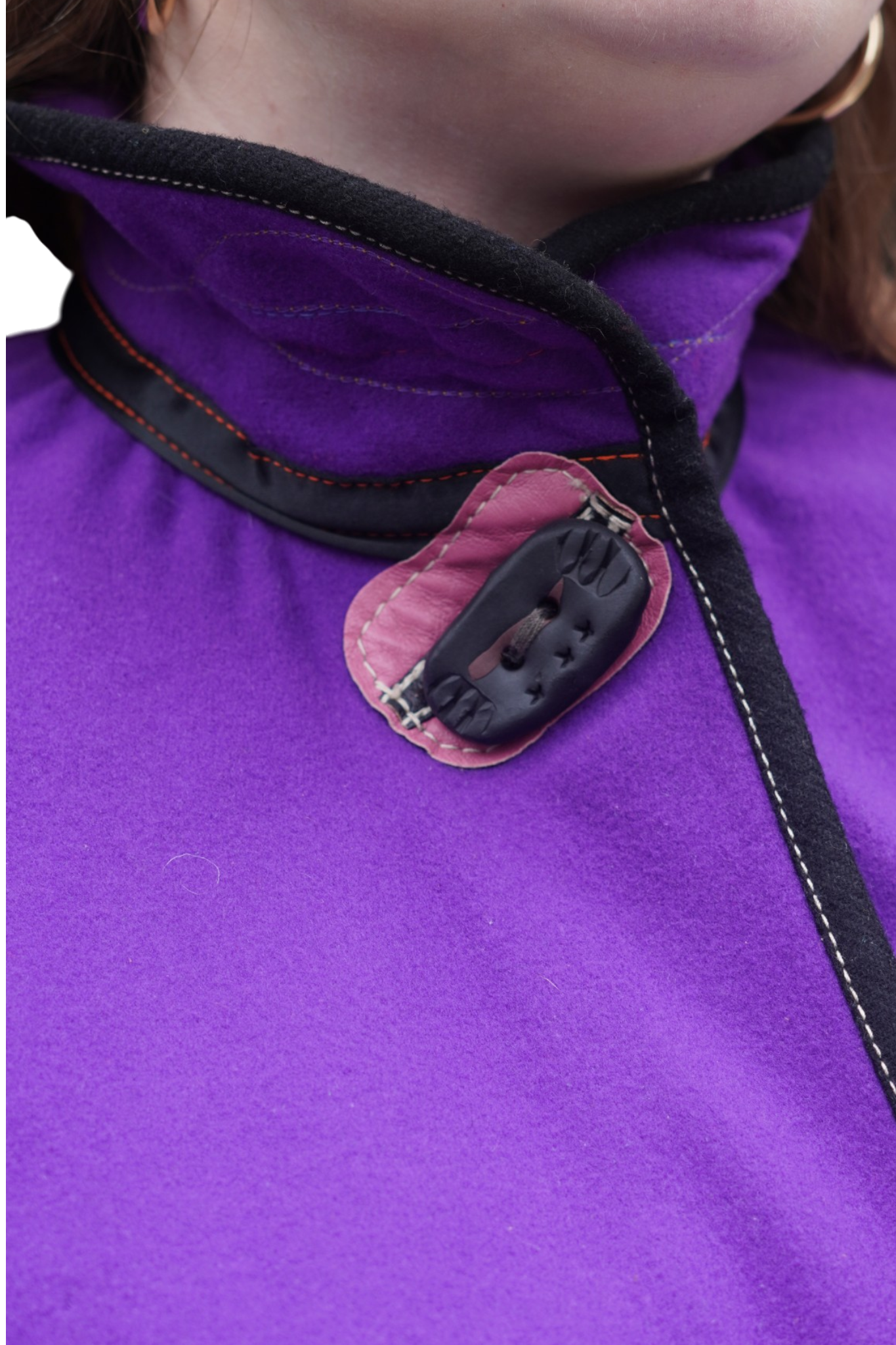 Purple Wool Jacket with Pink Leather Appliqué by Pepin Designs #32