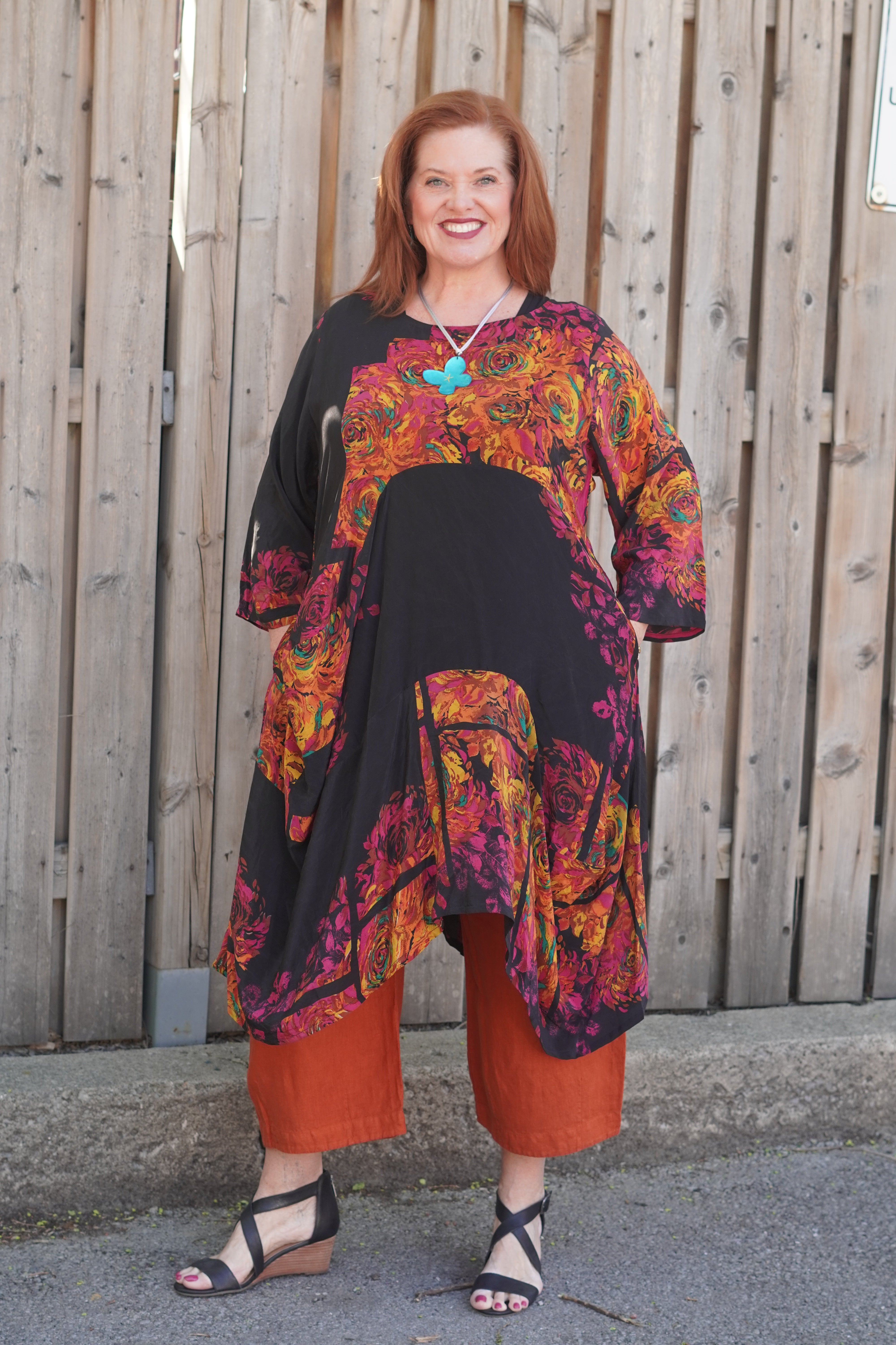 PRC8901 Avatar Pure Silk Sculptural Long Tunic Dress