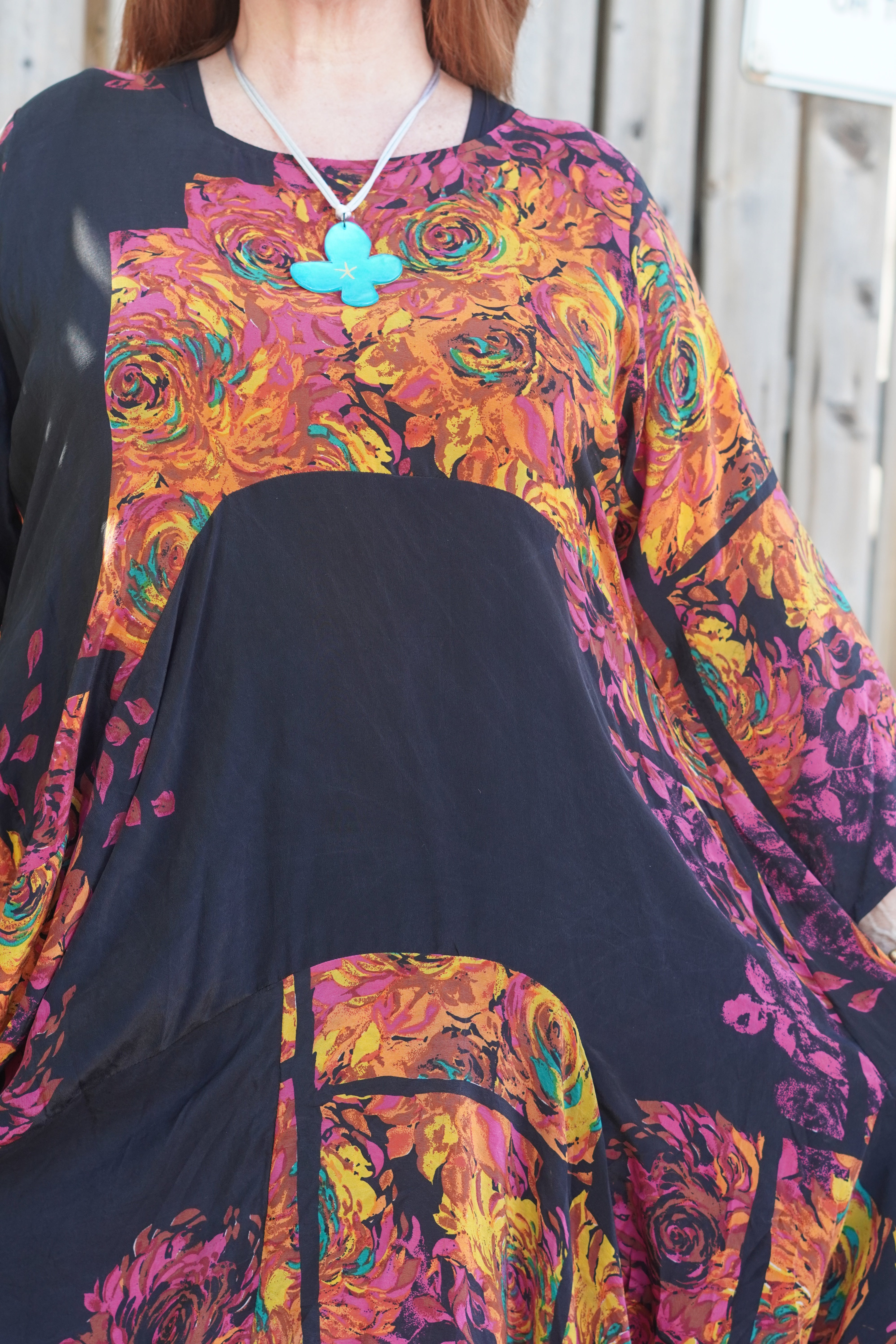 PRC8901 Avatar Pure Silk Sculptural Long Tunic Dress