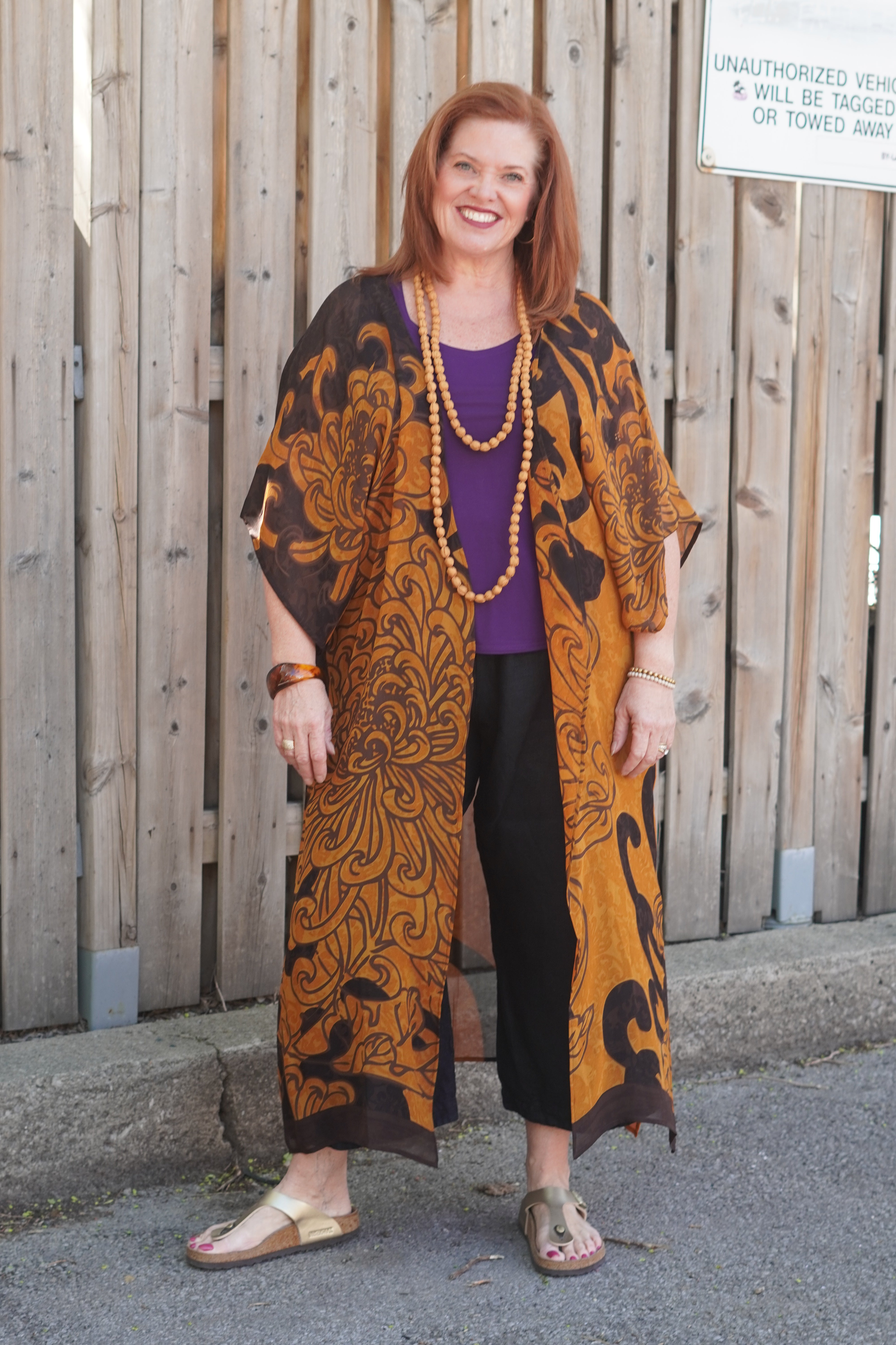 PRG9048 Sheer Wabi Sabi Pure Silk Kimono Sleeved Duster with Belt