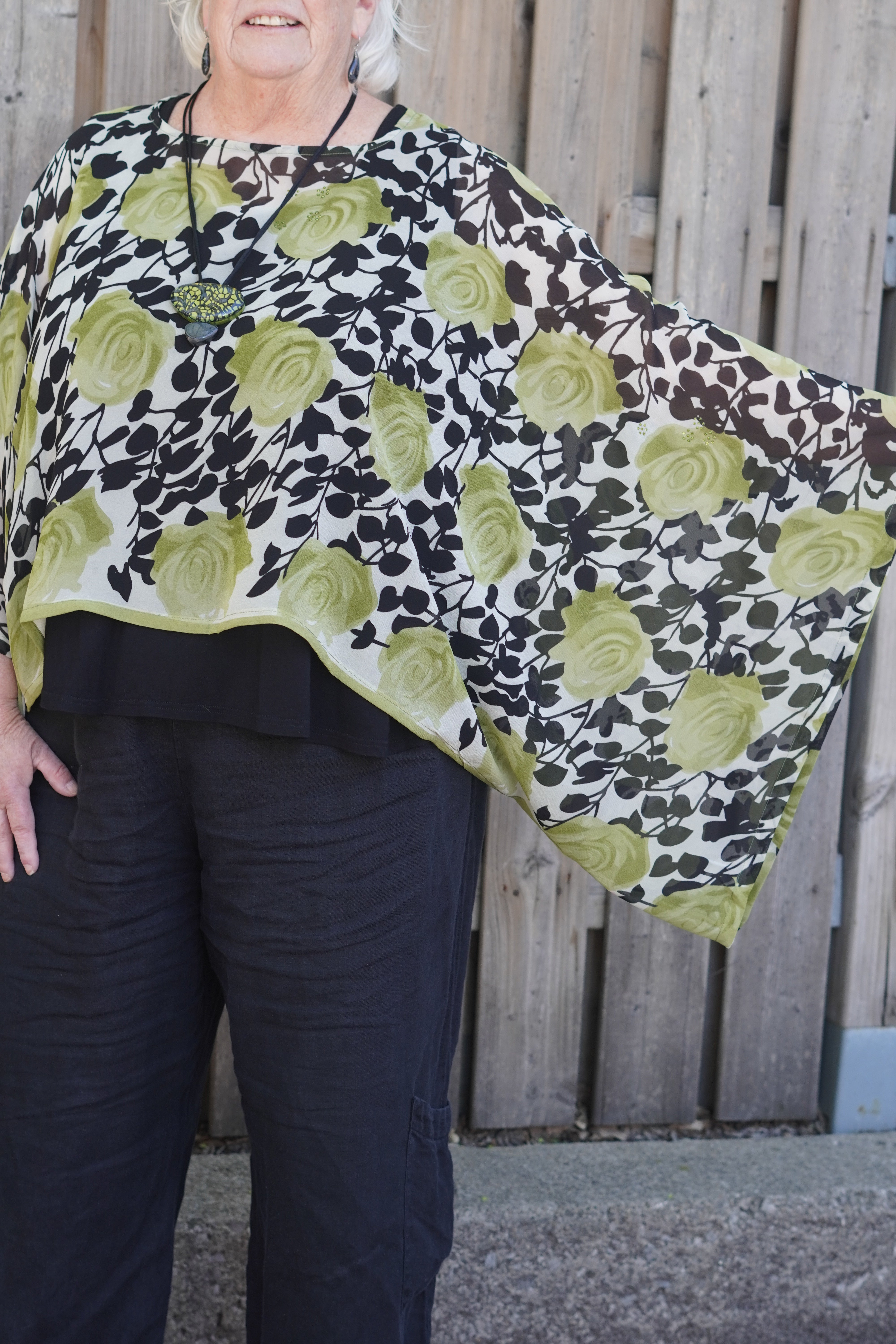 Releases Sunday at 8pm EST PRG9030 Sheer Avatar Pure Silk Kimono-Sleeved Top
