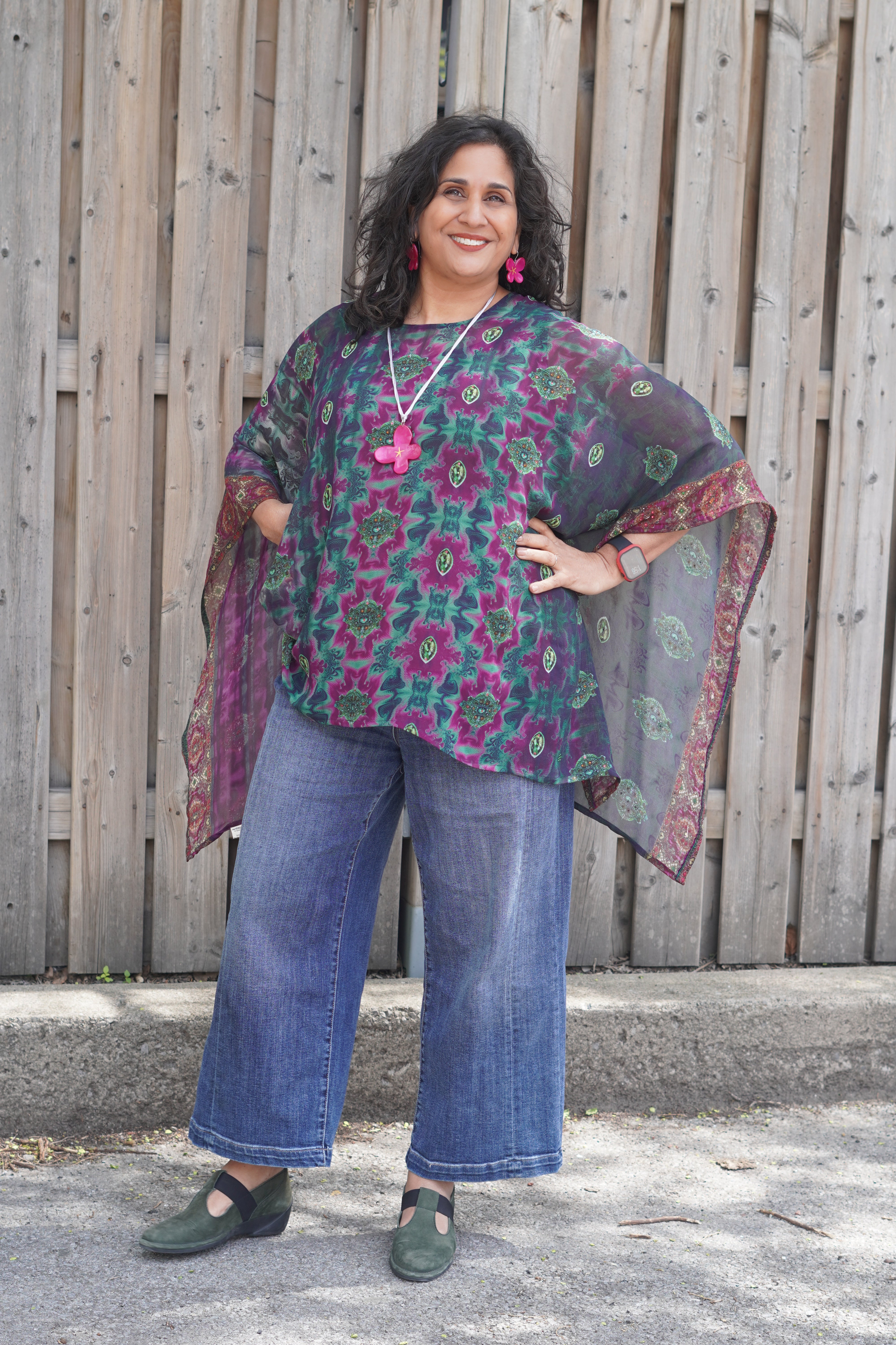 PRG8766 Sheer Avatar Pure Silk Capelet Poncho