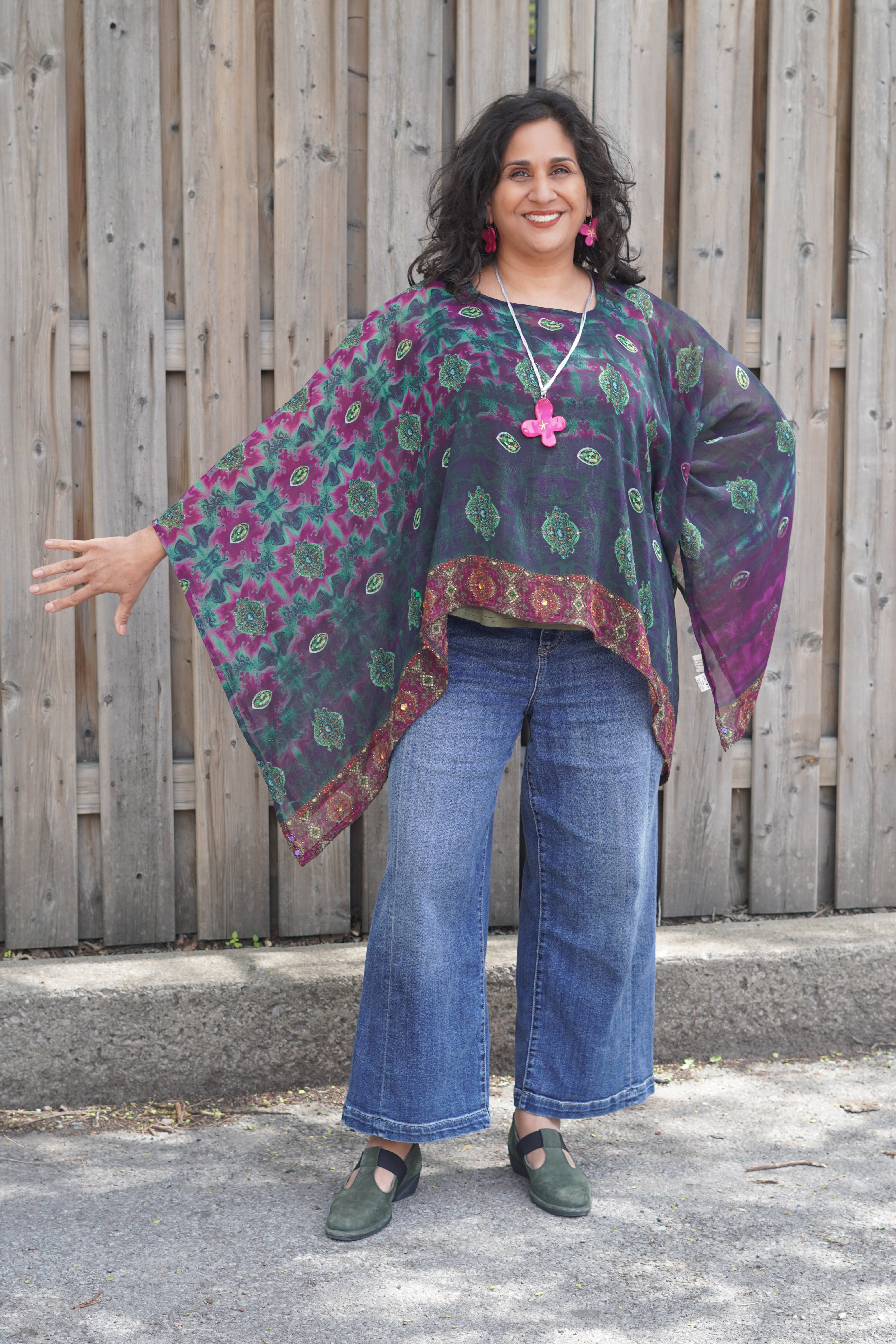 PRG8766 Sheer Avatar Pure Silk Capelet Poncho