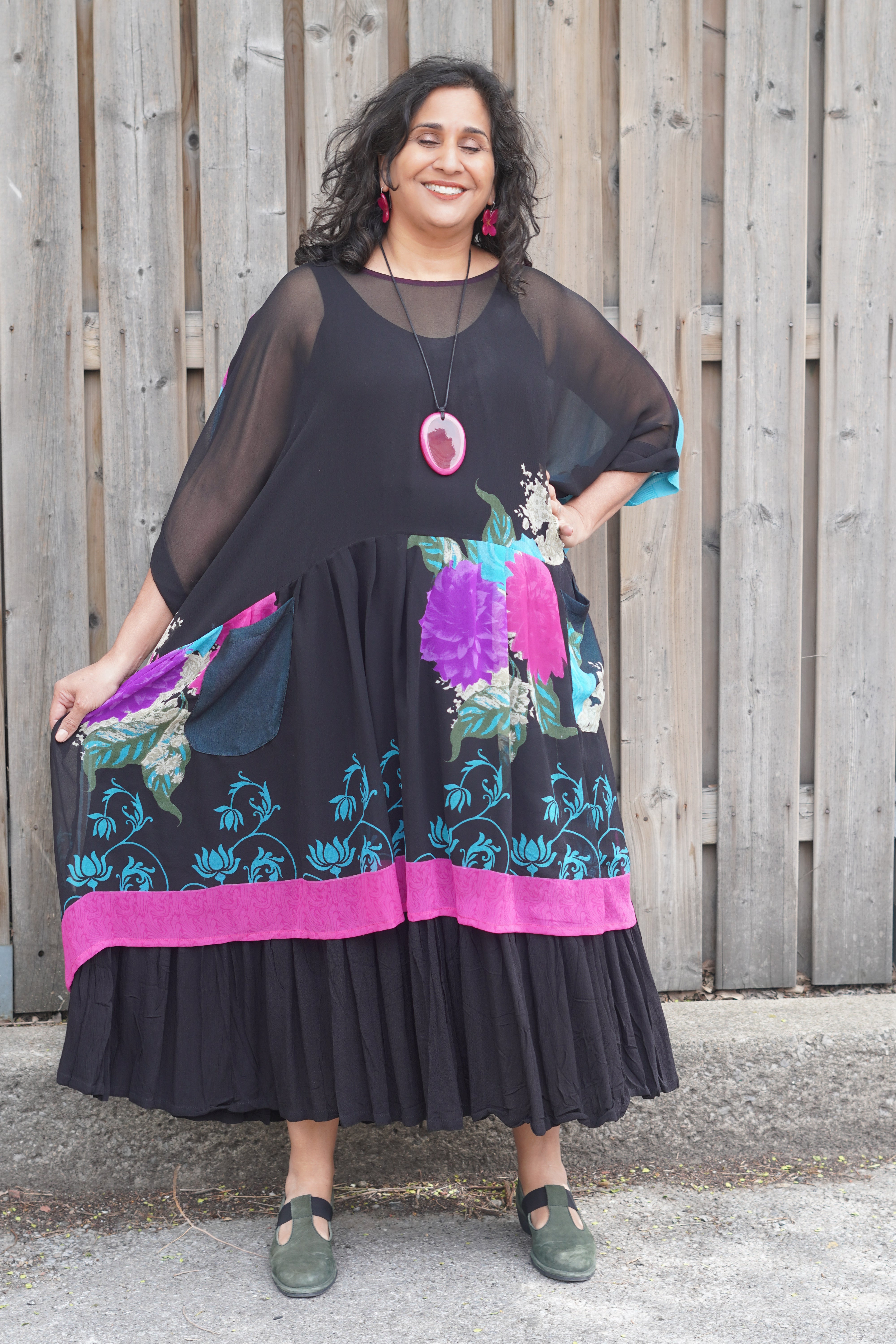 PRG8161 Sheer Wabi Sabi Pure Silk Boxy Babydoll Dress