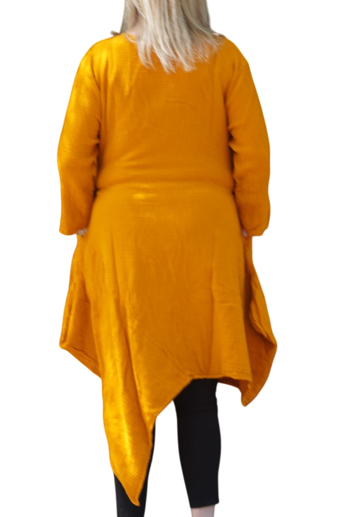 Mustard Waffle Cotton Asymmetrical Tunic