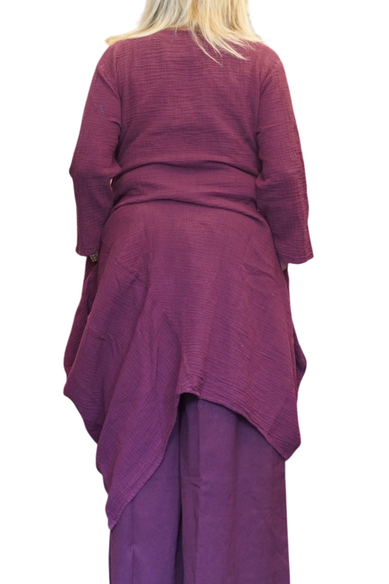 Purple Waffle Cotton Asymmetrical Tunic
