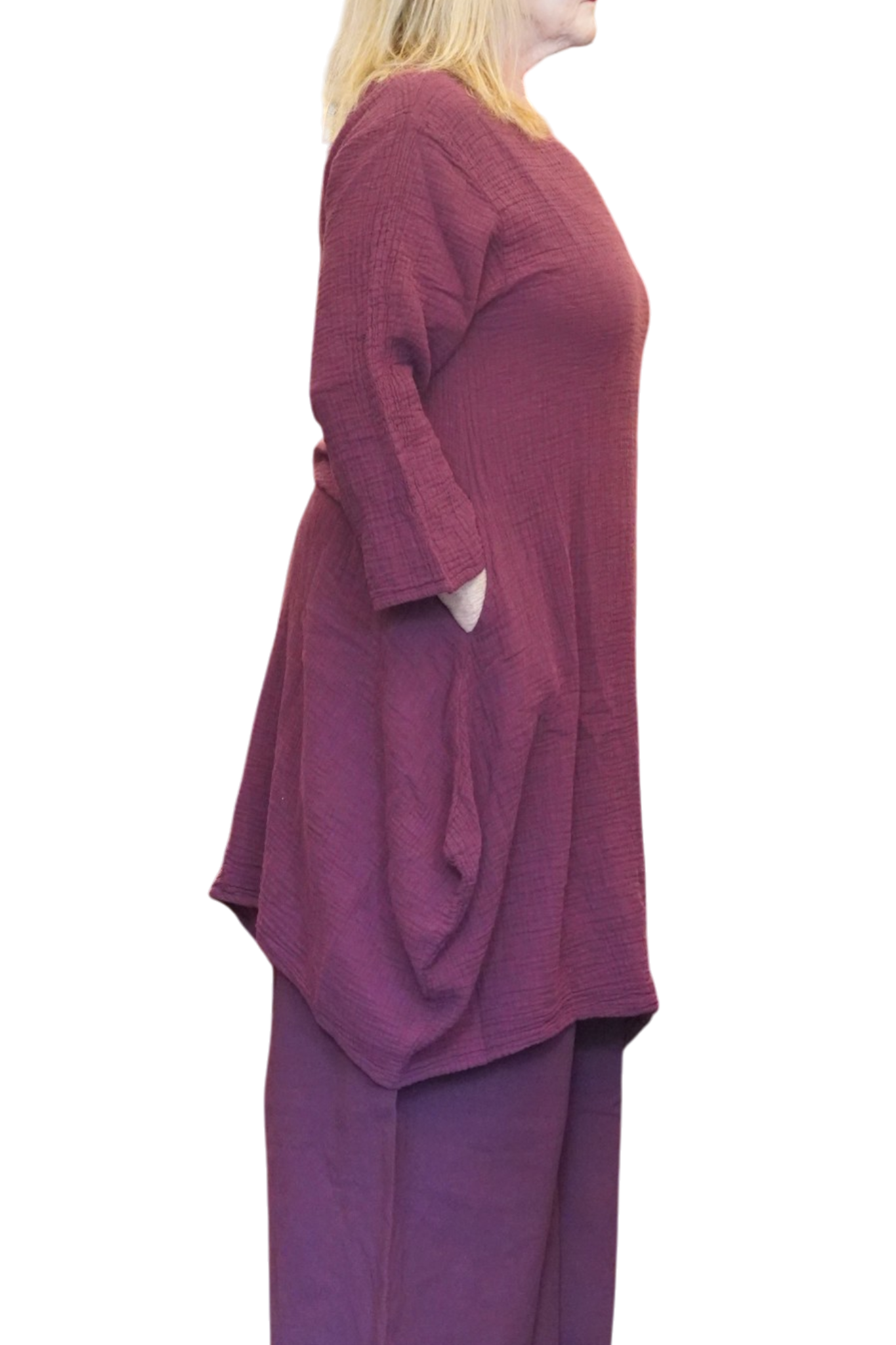 Purple Waffle Cotton Asymmetrical Tunic