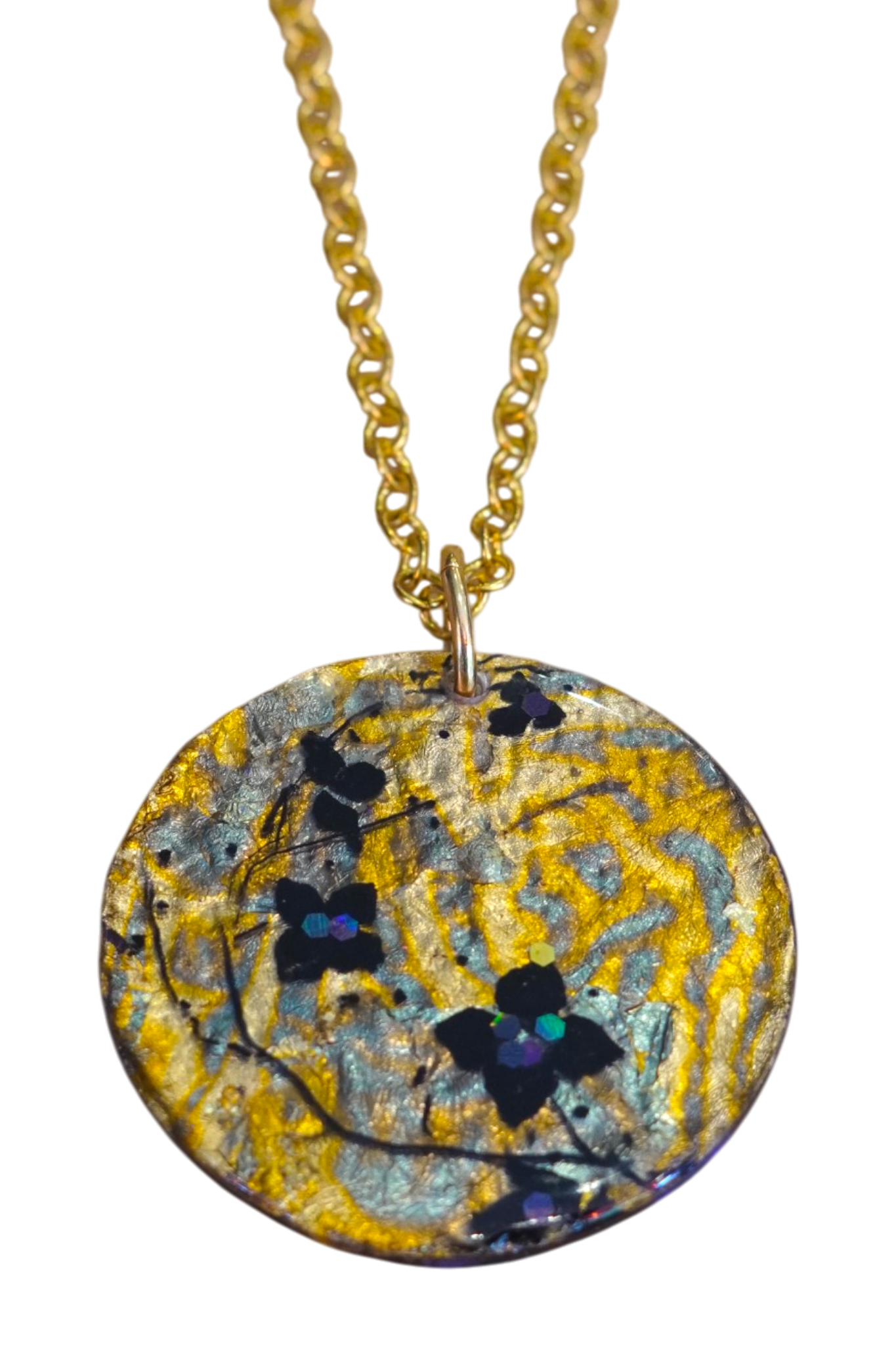 Gold Leaf Graphic Floral Pendant