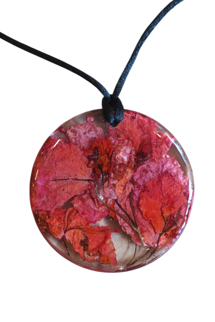 Orange and Coral Bougainvillea Flower Pendant