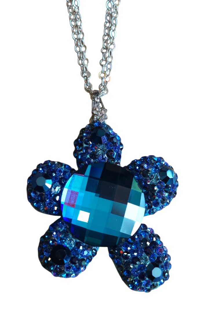 Sky Blue Swarovski Crystal Flower Pendant