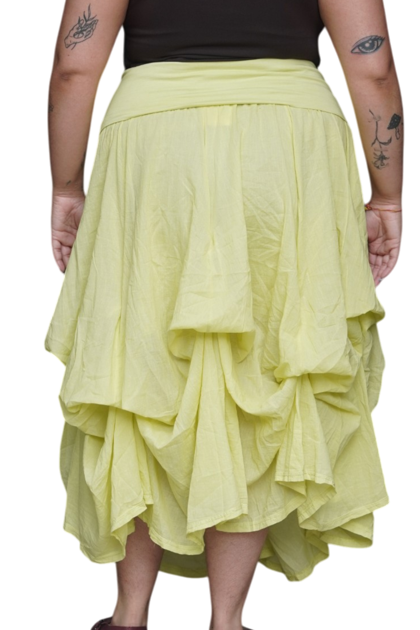 Wasabi Gathered Bubble Cotton Voile Tiered Skirt