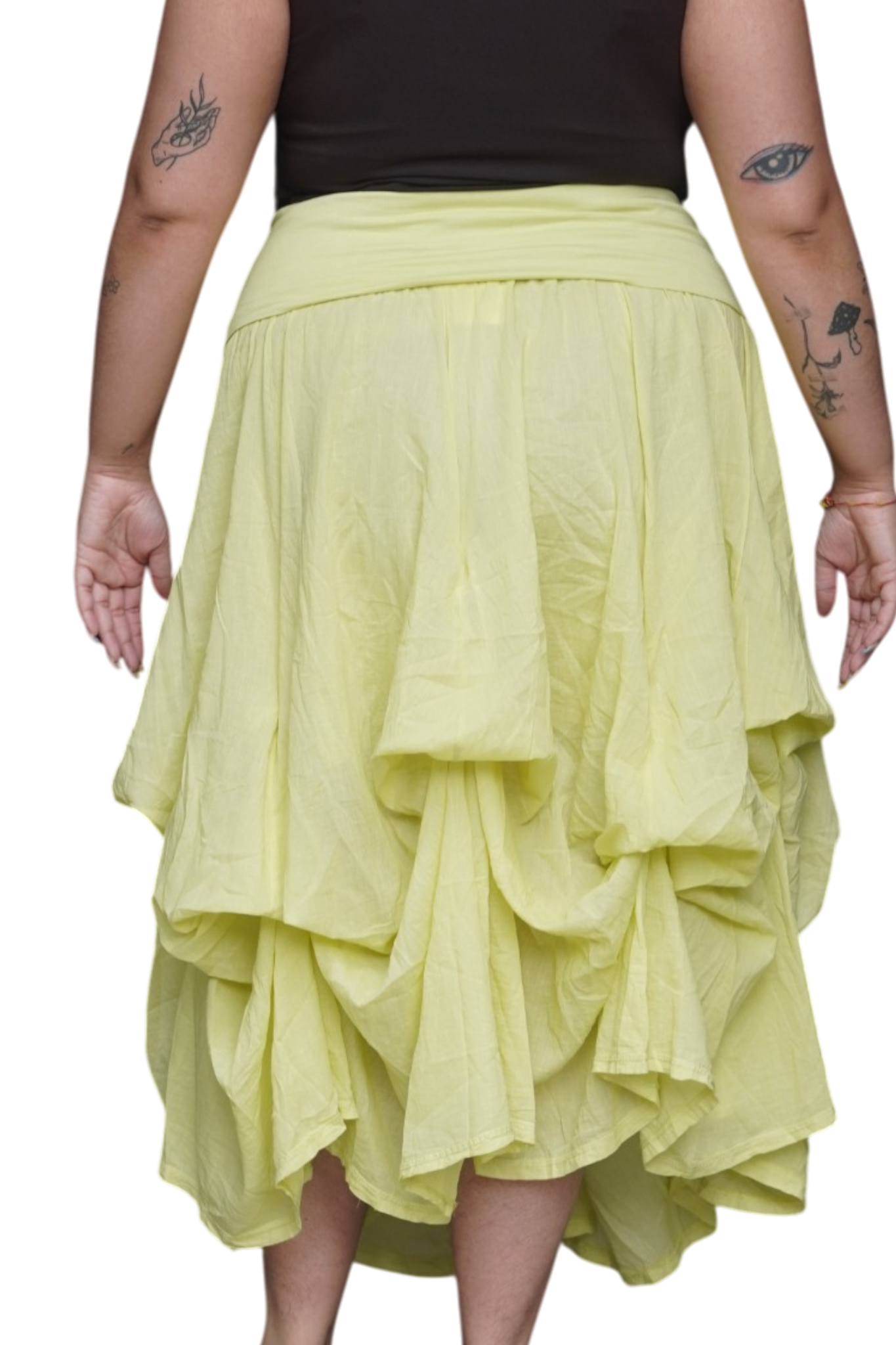 Wasabi Gathered Bubble Cotton Voile Tiered Skirt