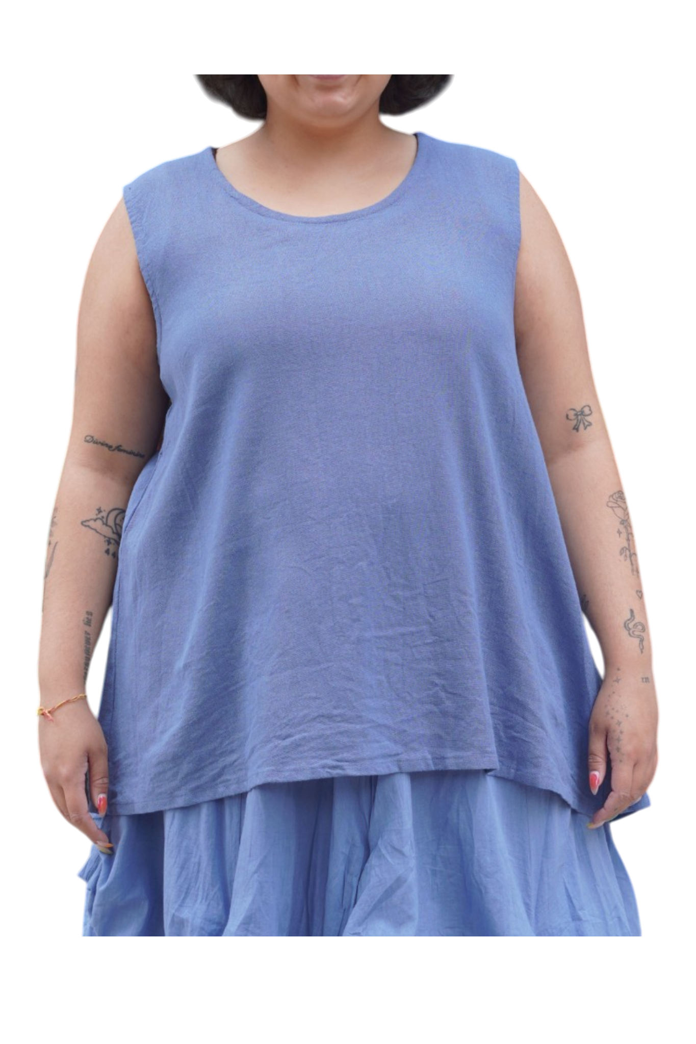 Denim Blue Cotton Swing Tank Top
