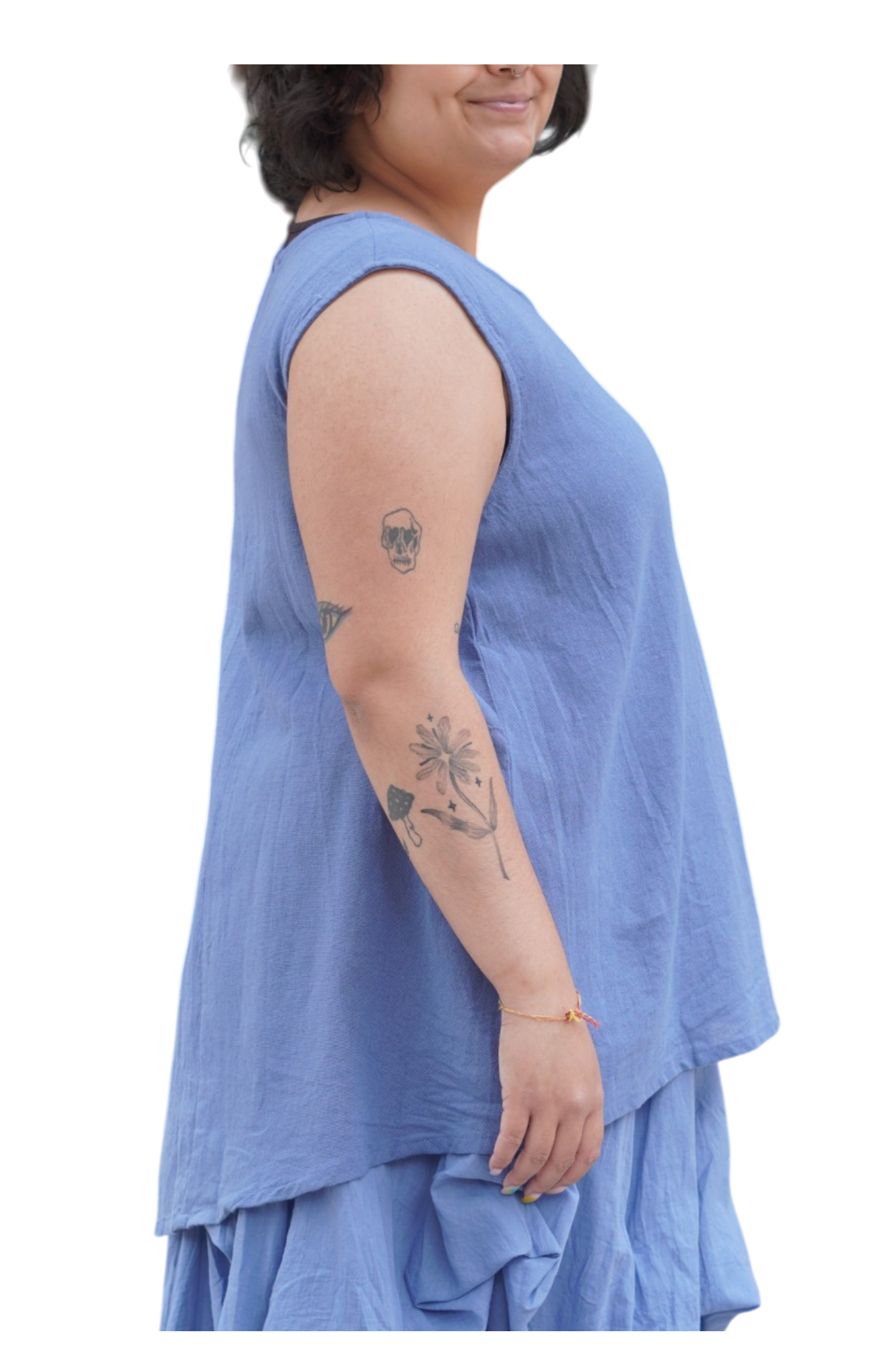 Denim Blue Cotton Swing Tank Top