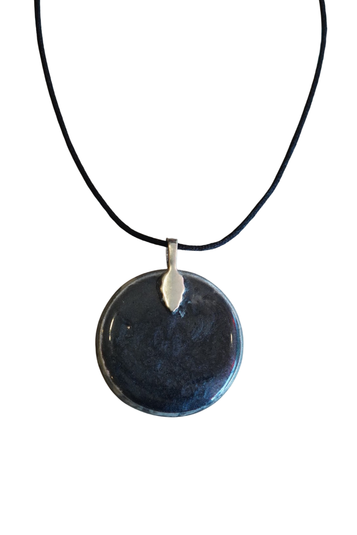 Black and Cream Resin Shell Pendant