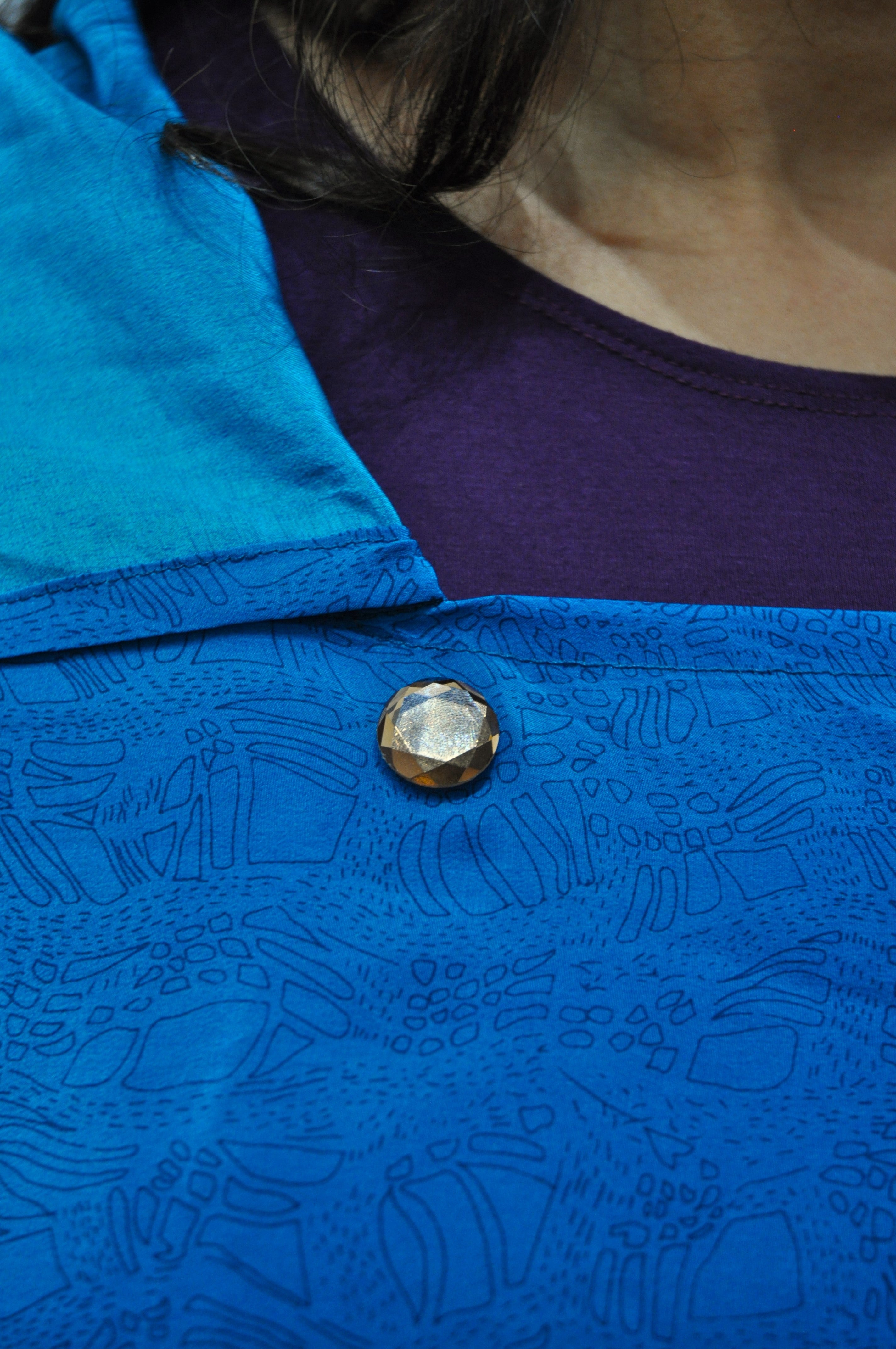 Opaque Faceted Brown Glass Magnetic Button