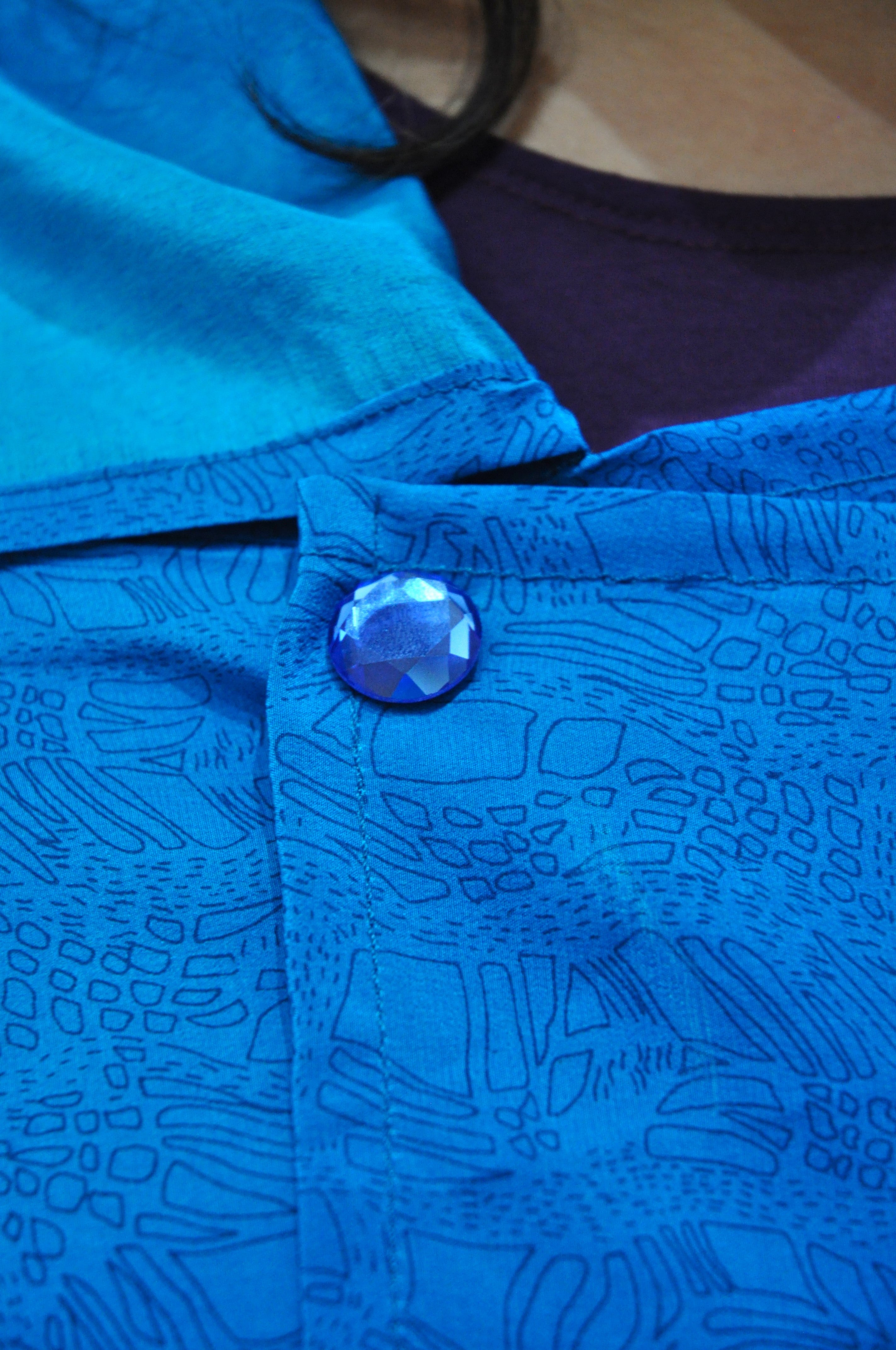 Opaque Faceted Sky Blue Glass Magnetic Button