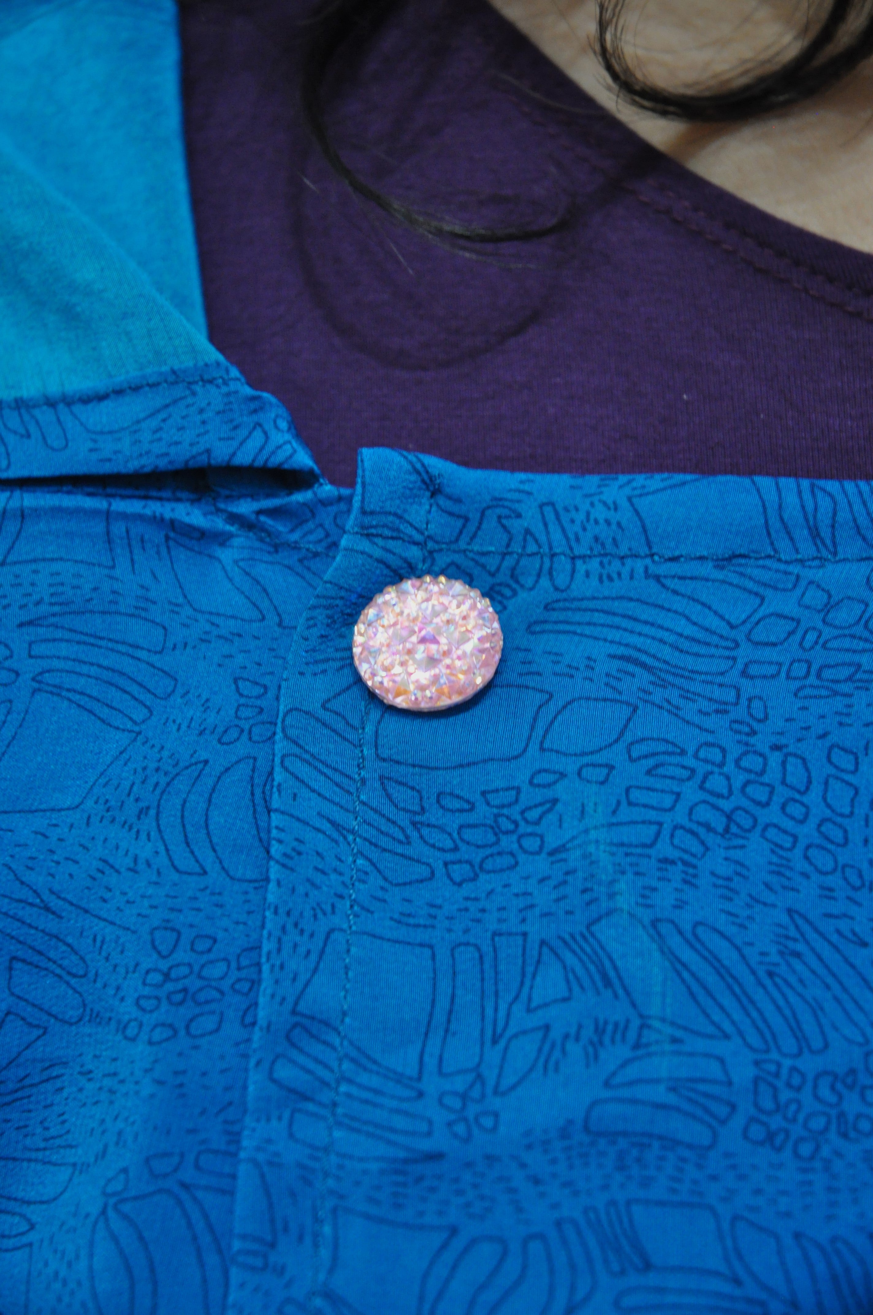 Pink Iridescent Cluster Magnetic Button