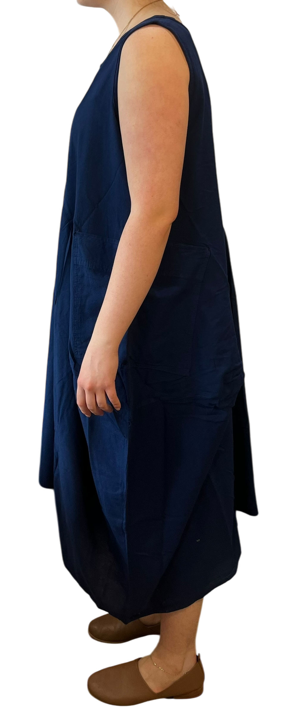 Navy Cobalt Cotton Parachute Dress with Pockets by Creative Design – Handmade ethical Dress from sariKNOTsari using upcycled silk. Designed in Canada for travel and slow fashion, loved from Toronto to LA to Sydney. Featuring Zsiska, Bryn Walker and Artisan Leather coats by Rejean Pepin, Pepin designs