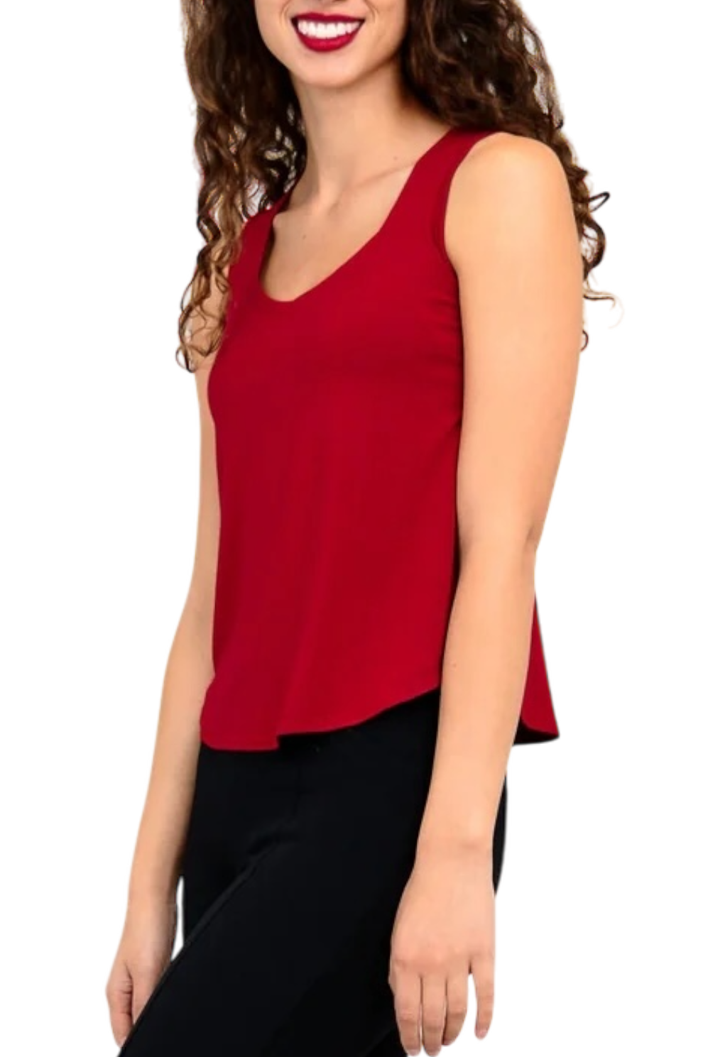 Lipstick Red Bamboo Ritzy Tank by Blue Sky Clothing Co – Handmade ethical Tank Top from sariKNOTsari using upcycled silk. Designed in Canada for travel and slow fashion, loved from Toronto to LA to Sydney.