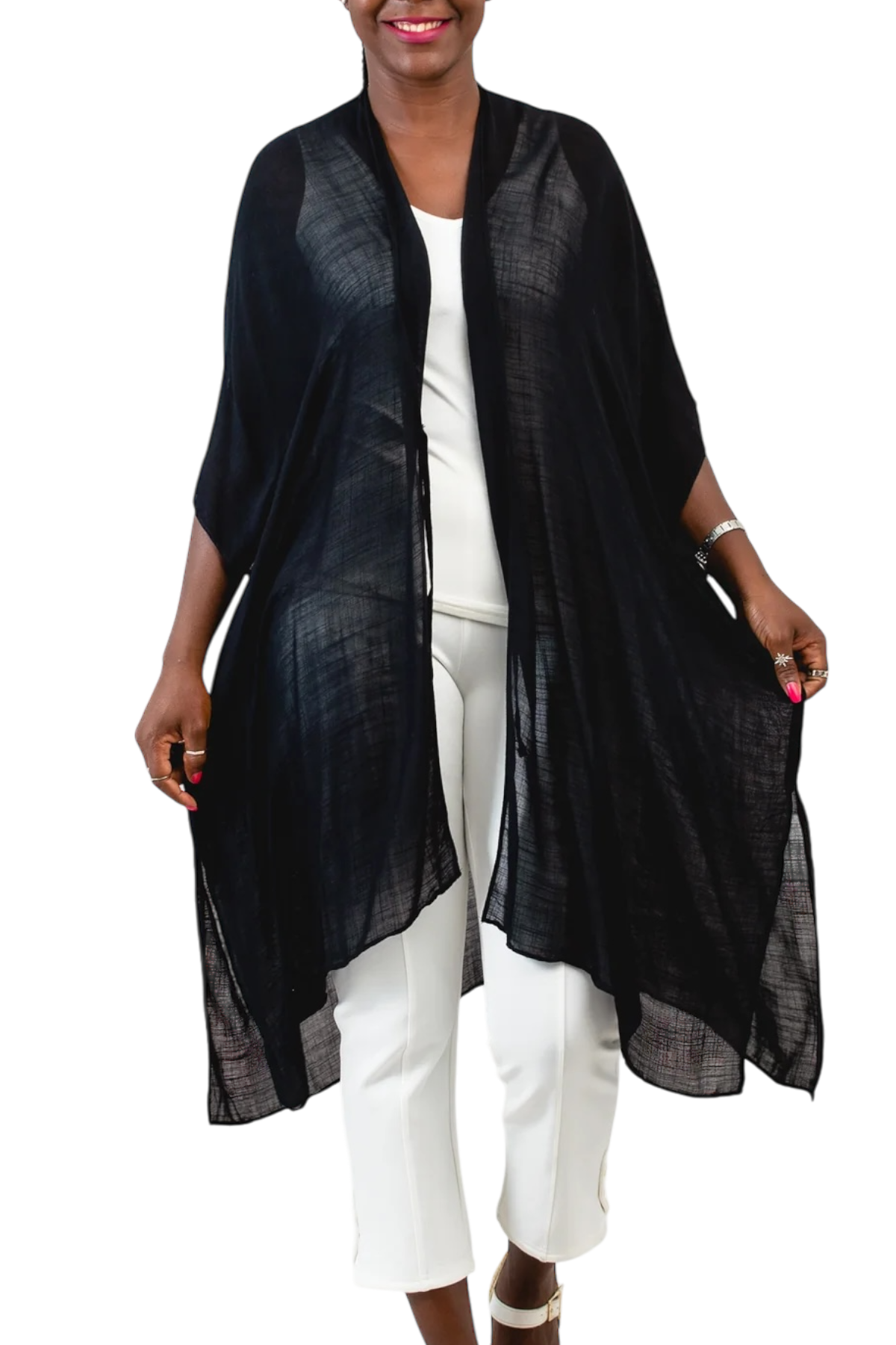 Darcy Black Lightweight Open Cardigan