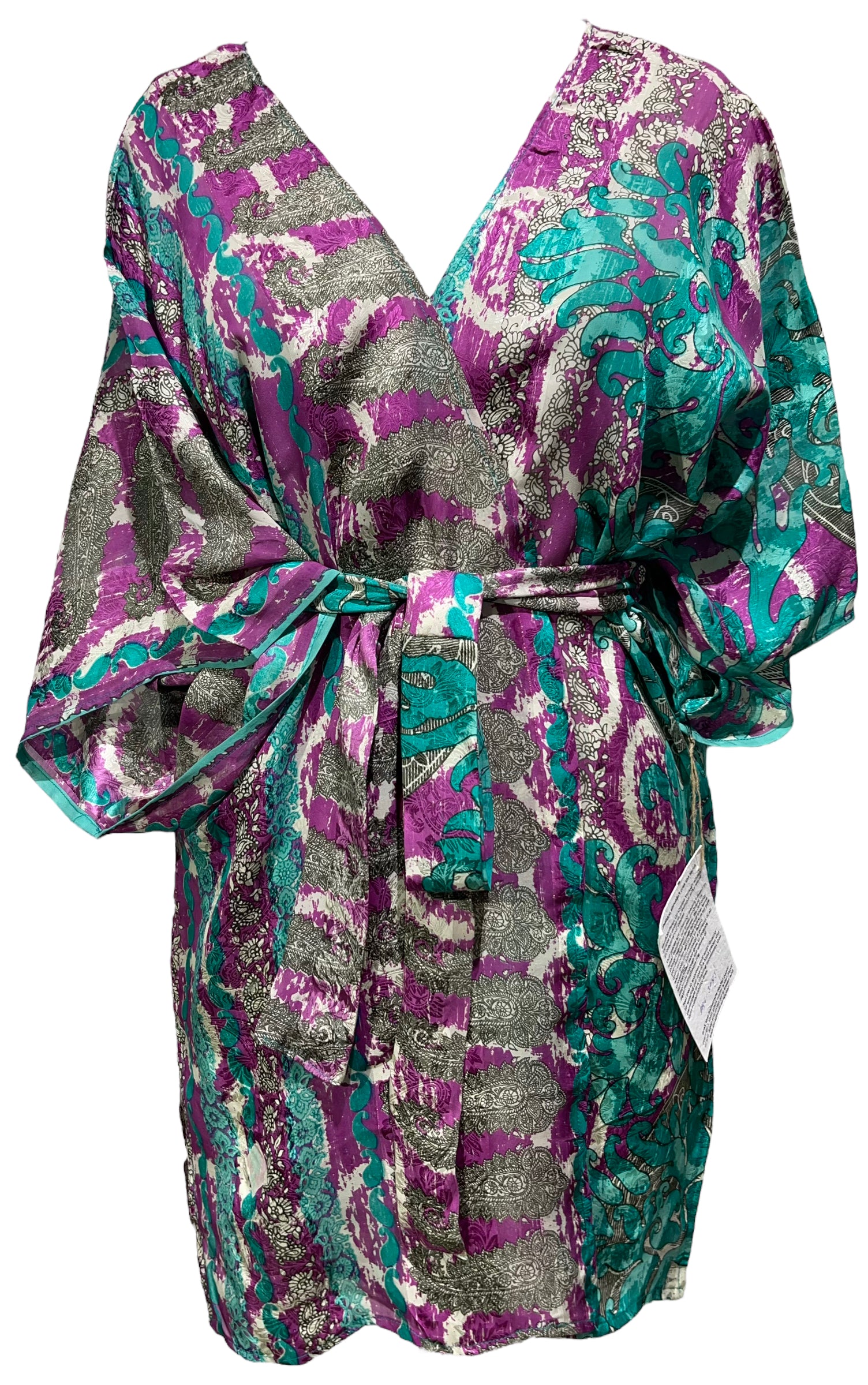 PRG3083 Sheer Avatar Pure Silk Kimono-Sleevedd Jacket with Belt