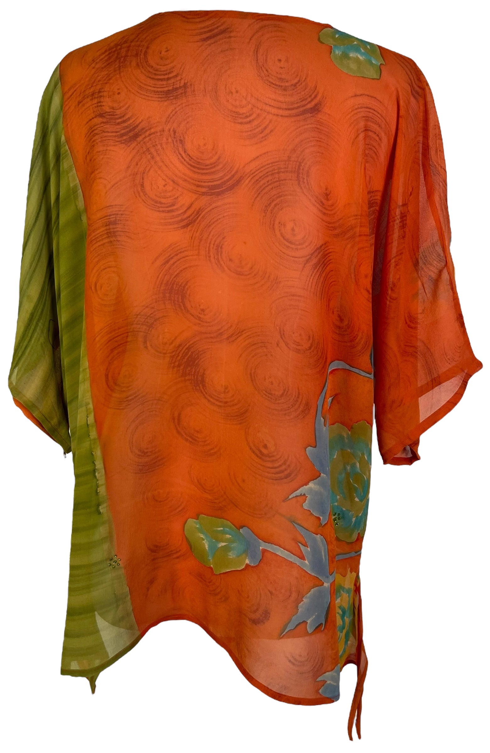 LADY LUCK PRG7140 Sheer Avatar Pure Silk Long Tunic with Side Ties