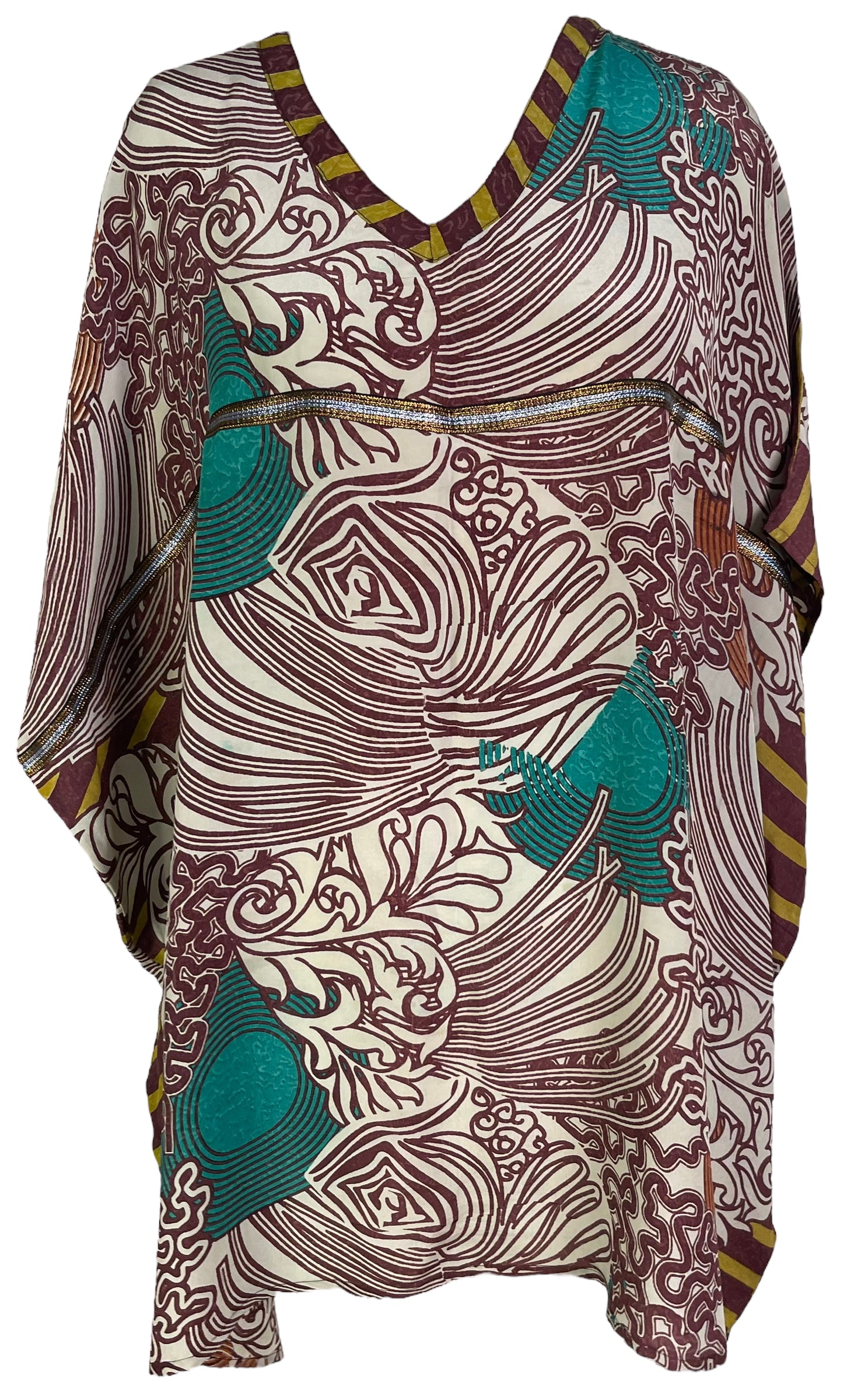 PRC6109 Wabi Sabi Pure Silk Short Kaftan Tunic without Slits