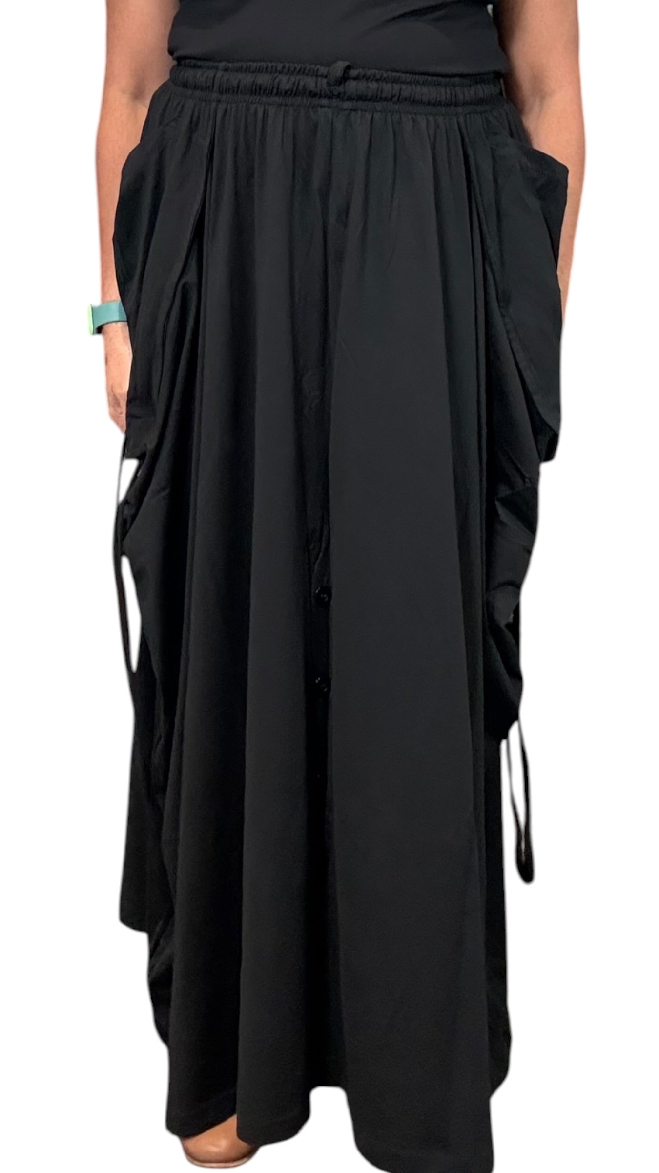 Black Cotton Jersey Tashi Versatile Pants/Skirt