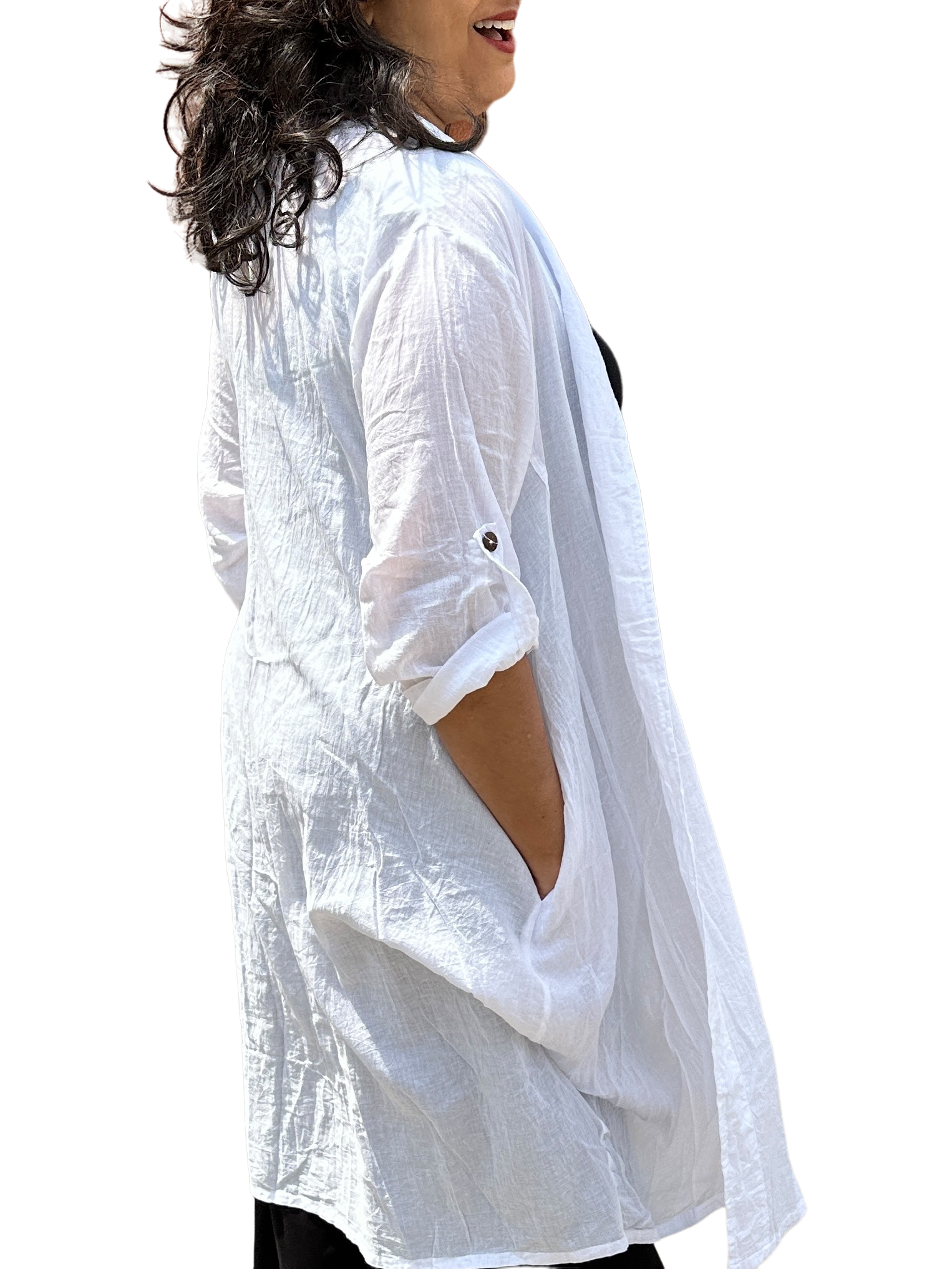 White Cotton Voile Cardigan