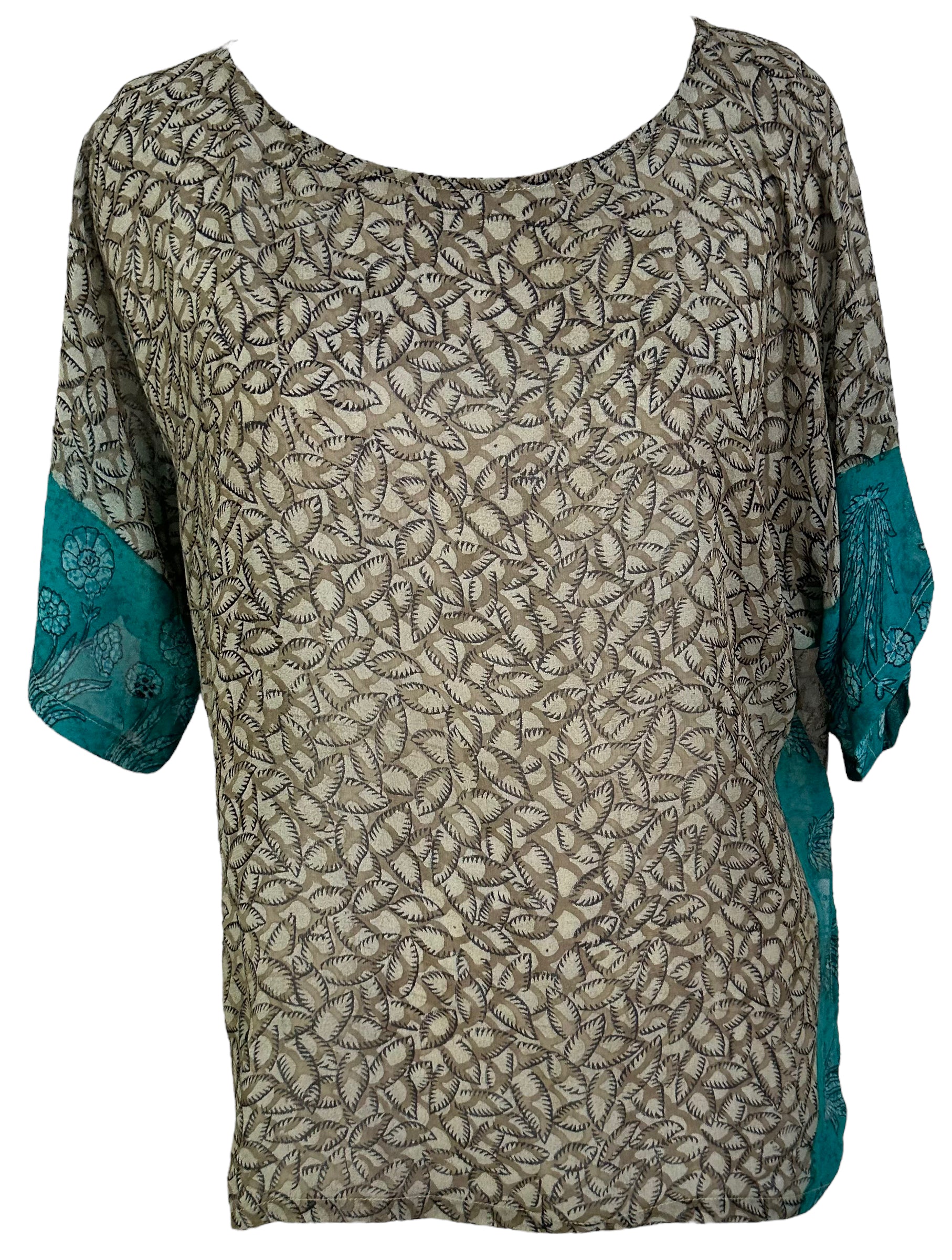 PRG6284 Sheer Wabi Sabi Pure Silk Side Slit Top