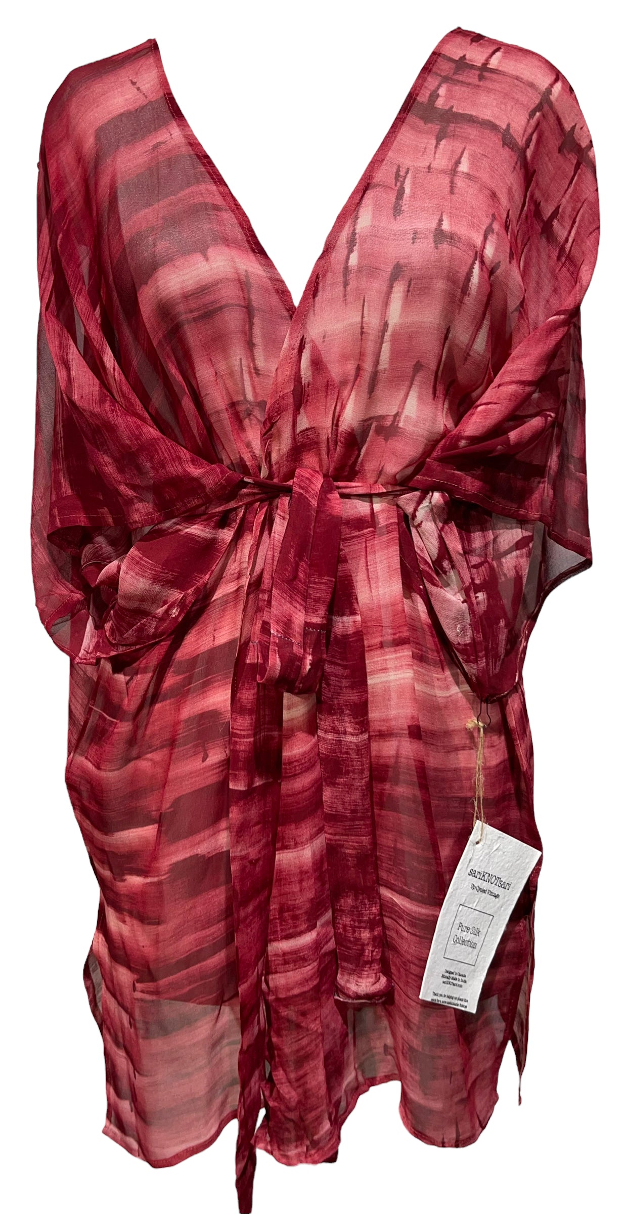 PRG3071 Sheer Avatar Pure Silk Kimono-Sleeved Jacket with Belt
