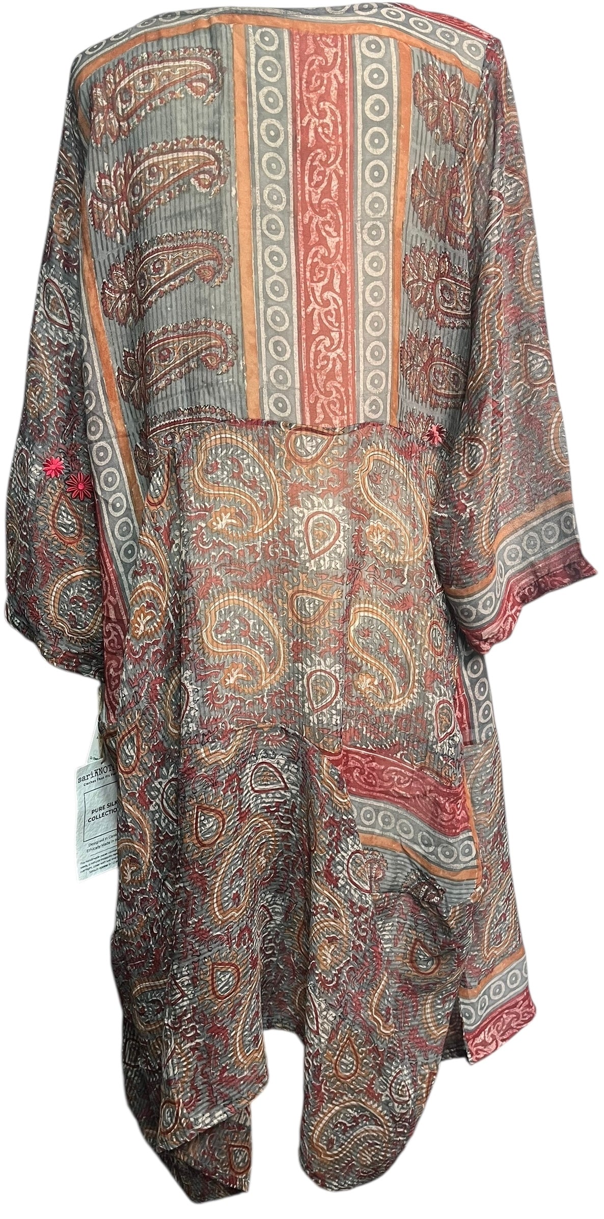 PRG7988 Sheer Avatar Pure Silk Sculptural Long Tunic Dress