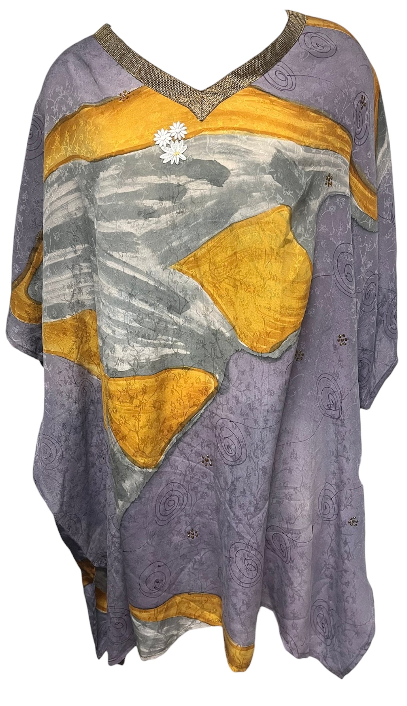 PRC6879 Avatar Pure Silk Short Kaftan Tunic with Slits