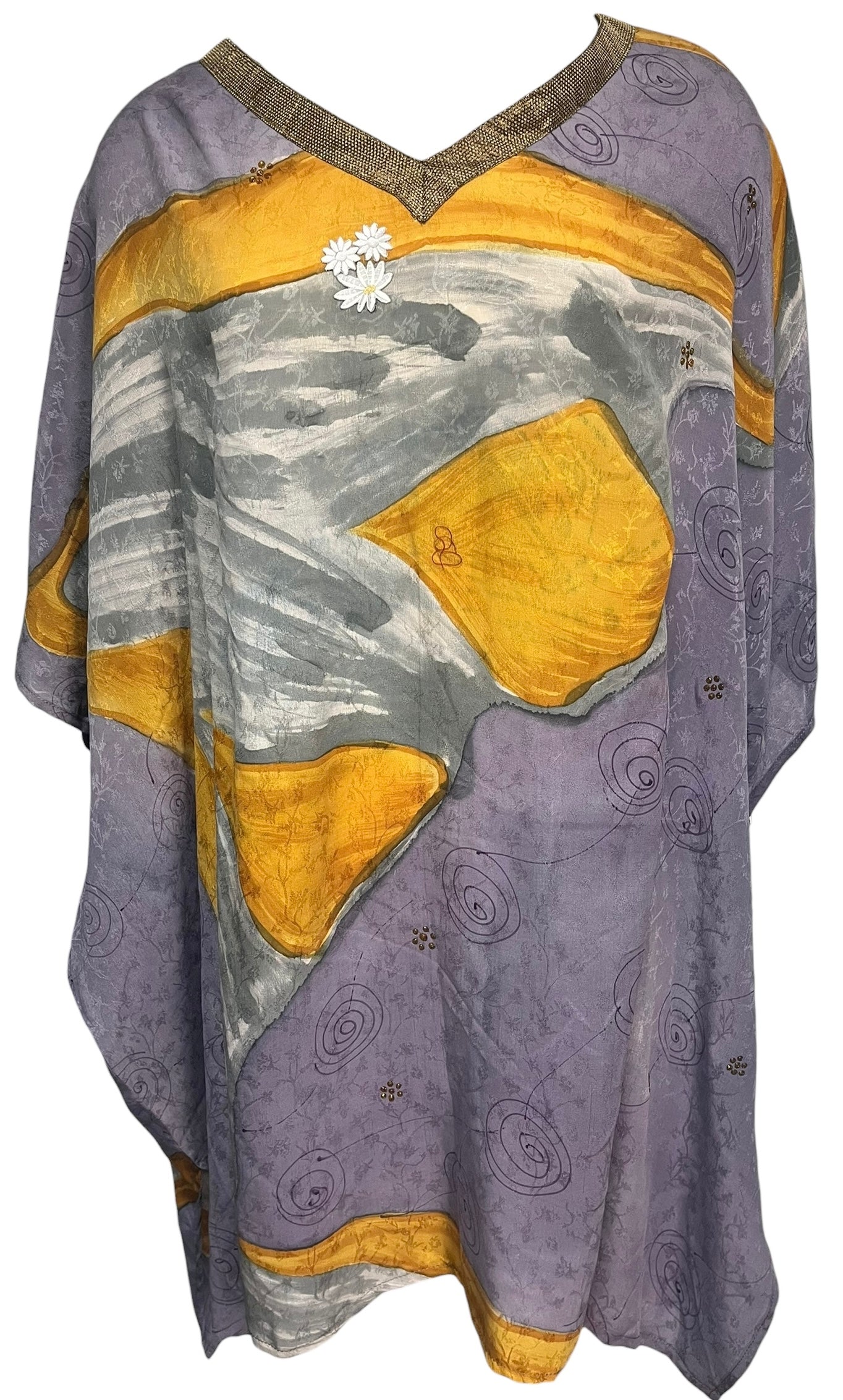 PRC6879 Avatar Pure Silk Short Kaftan Tunic with Slits