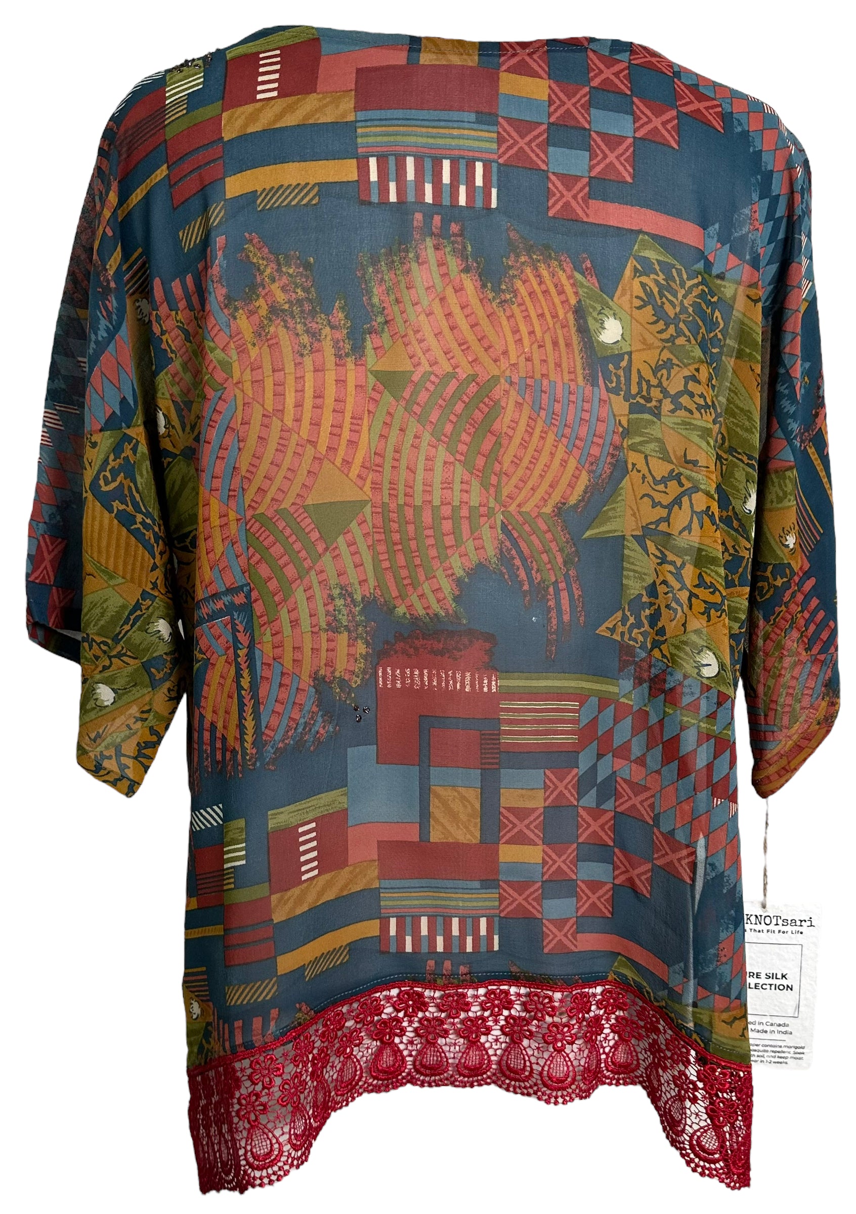 PRG6254 Sheer Avatar Pure Silk Side Slit Top