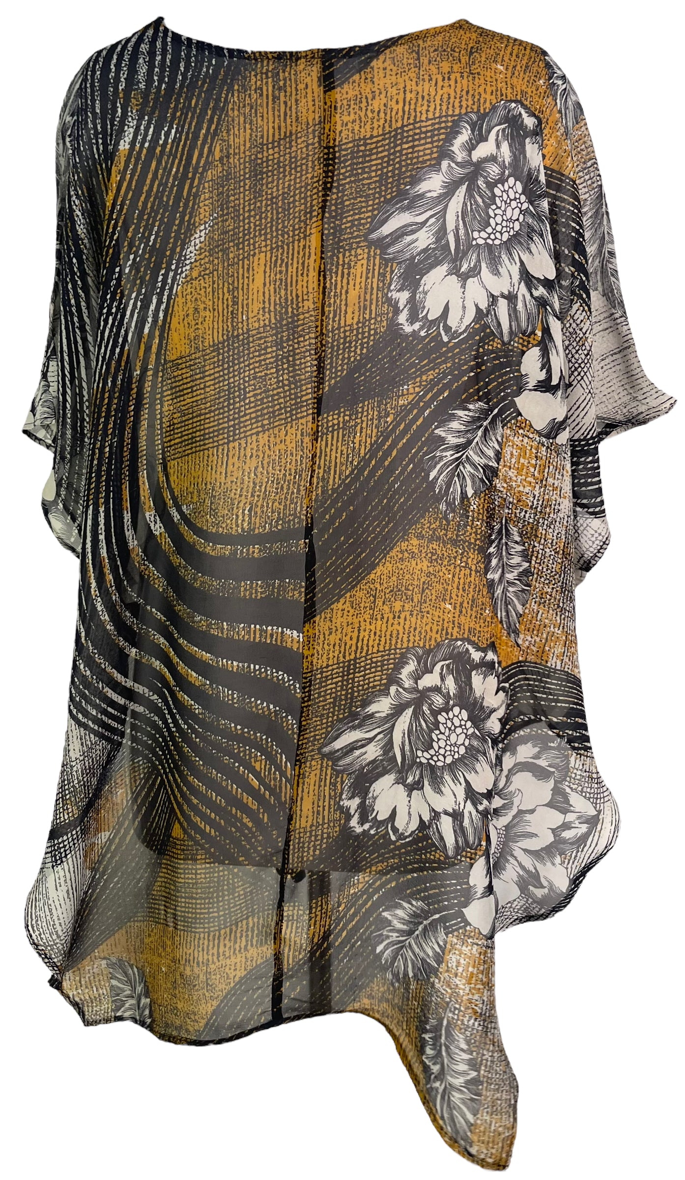 PRG6304 Sheer Avatar Pure Silk Waterfall Top