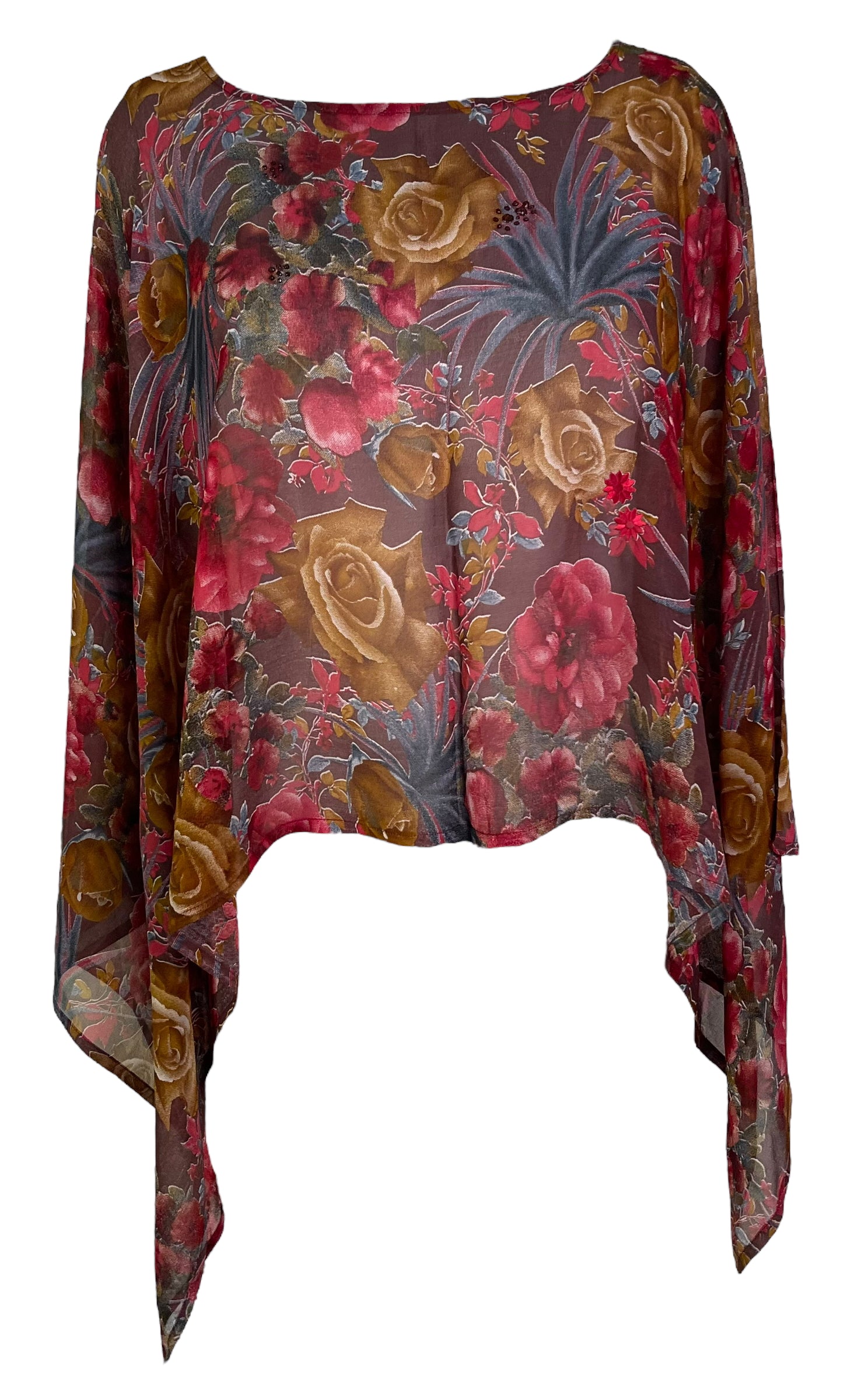 REVOLUTIONHER PRG6694 Sheer Avatar Pure Silk Capelet Poncho