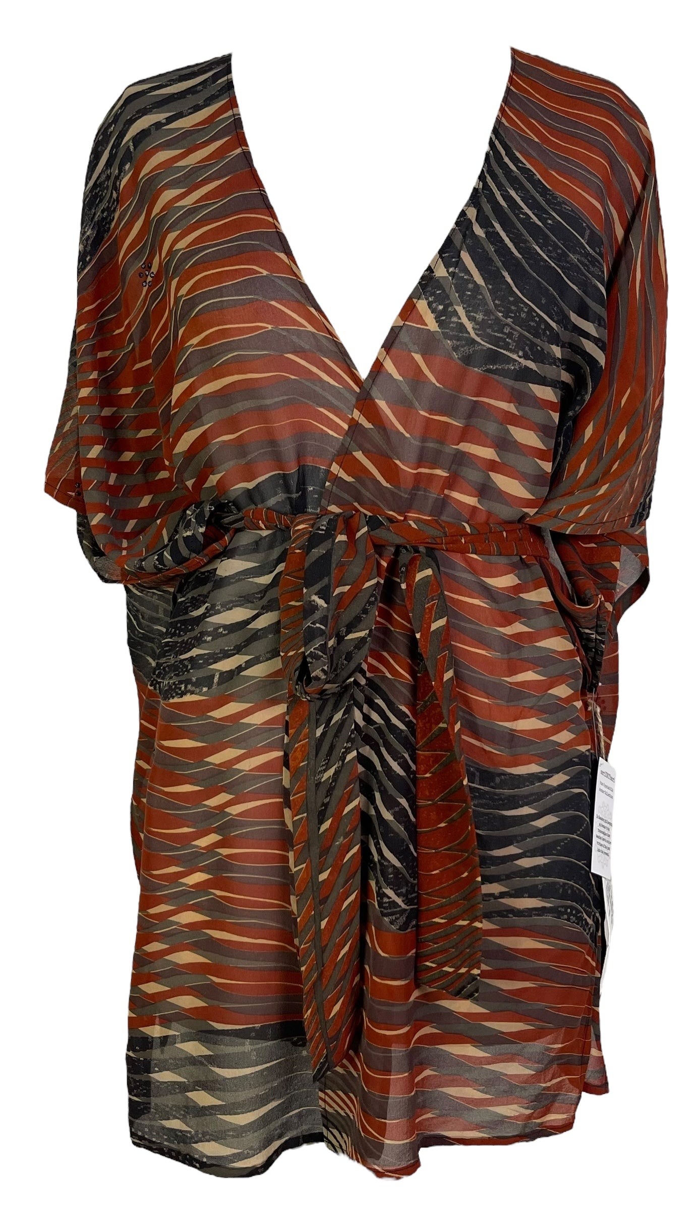 PRG7120 Sheer Avatar Pure Silk Kimono-Sleeved Jacket with Belt