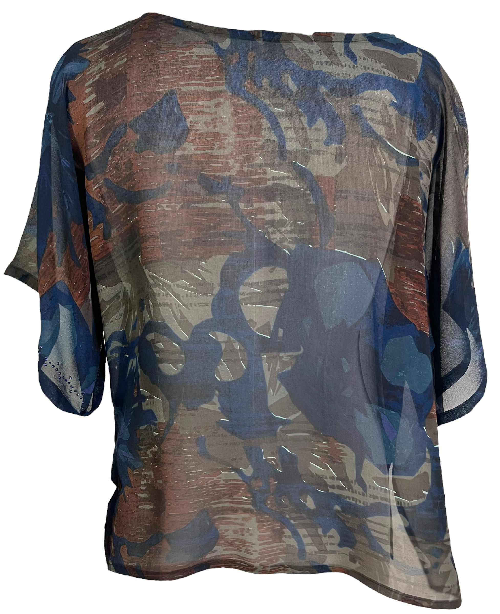 PRG6520 Sheer Wabi Sabi Pure Silk Side Slit Top