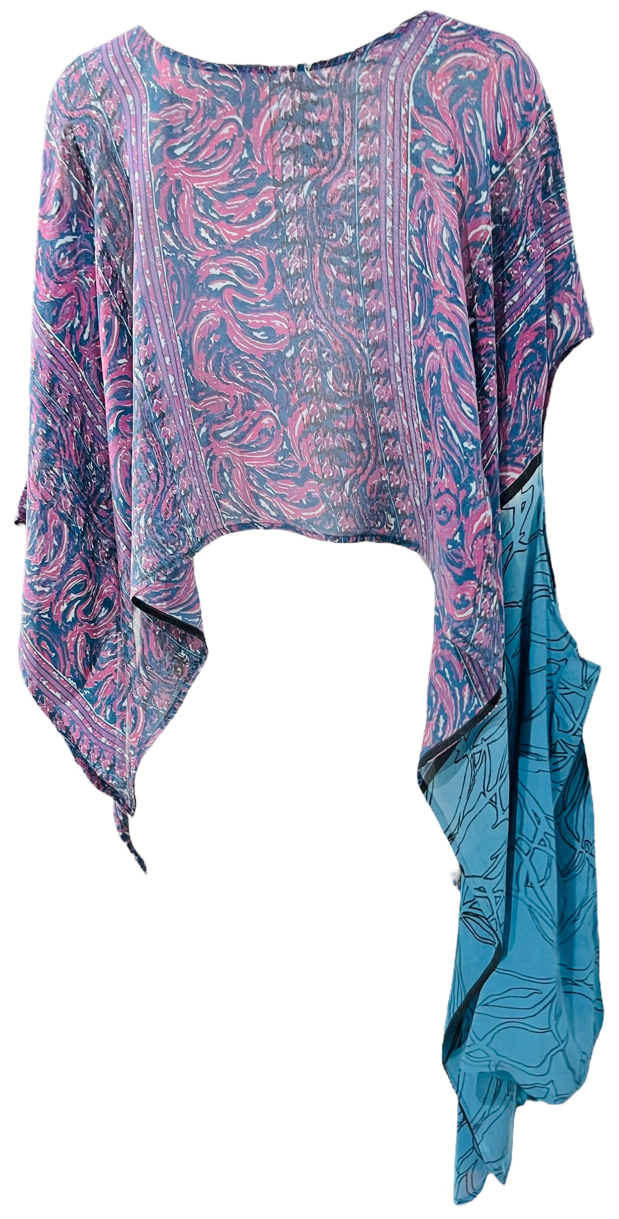 SOLD PRG3598 Sheer Avatar Pure Silk Versatile Vest by sariKNOTsari – Handmade ethical Vest from sariKNOTsari using upcycled silk. Designed in Canada for travel and slow fashion, loved from Toronto to LA to Sydney. Featuring Zsiska, Bryn Walker and Artisan Leather coats by Rejean Pepin, Pepin designs