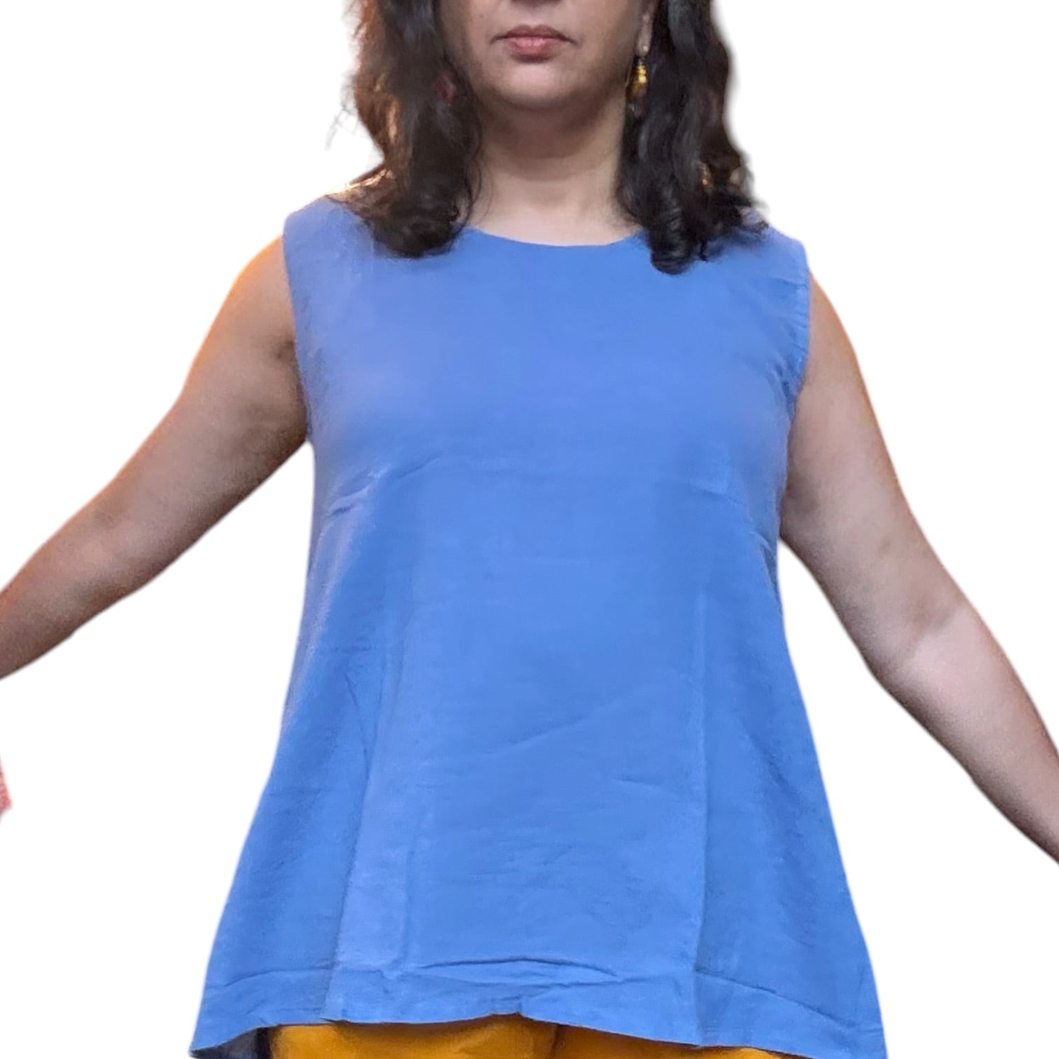 Denim Blue Cotton Swing Tank Top