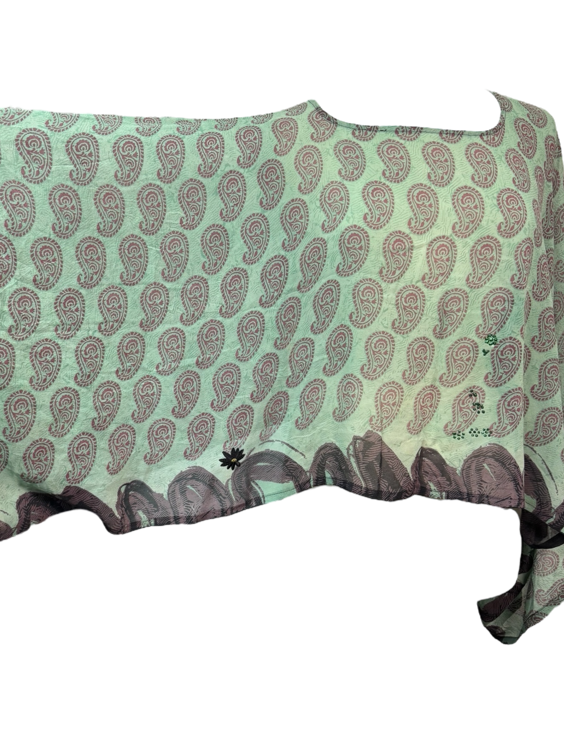 PRG7329 Sheer Avatar Pure Silk Kimono-Sleeved Top