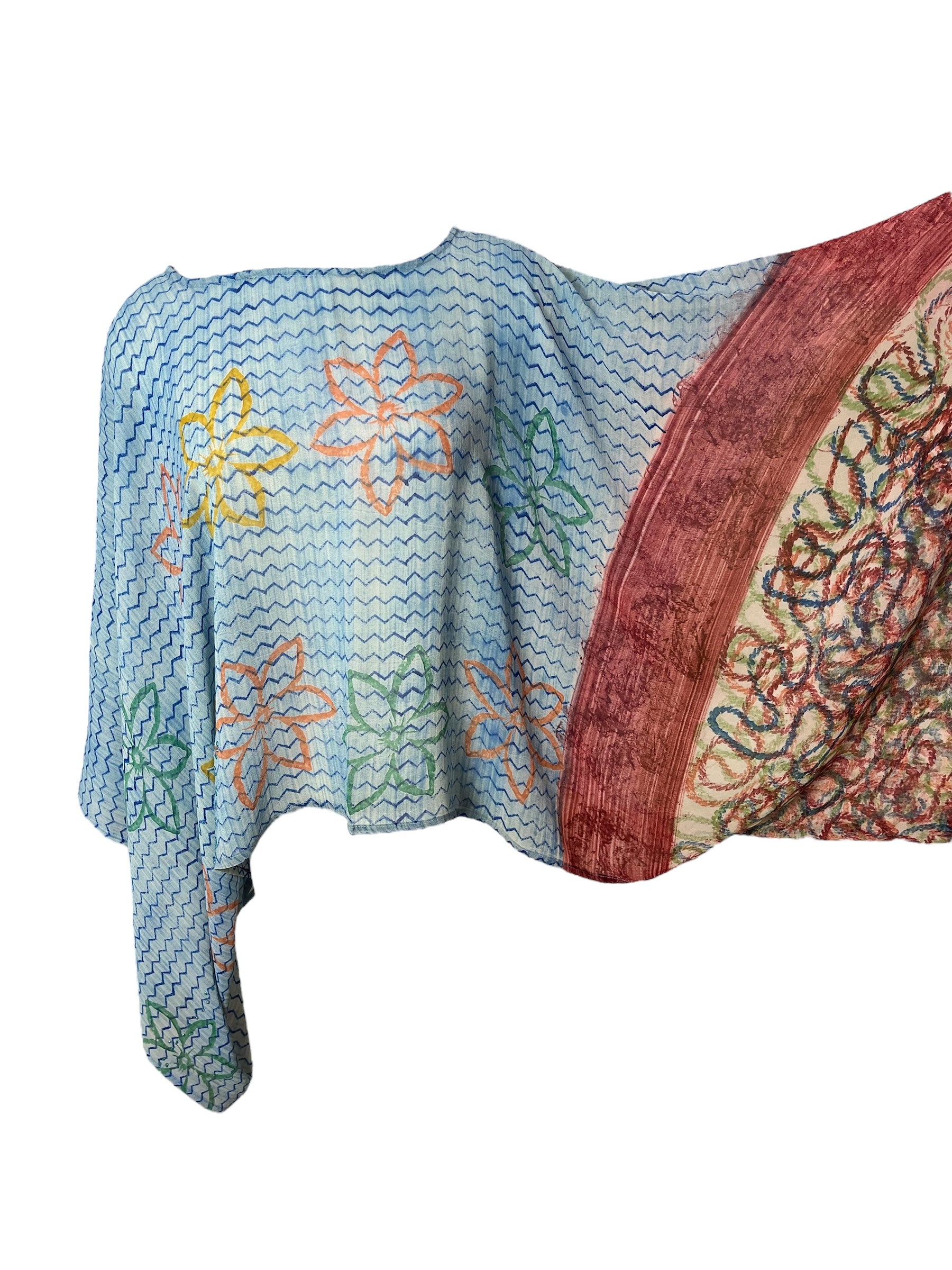 PRG5435 Sheer Avatar Pure Silk Kimono-Sleeved Top