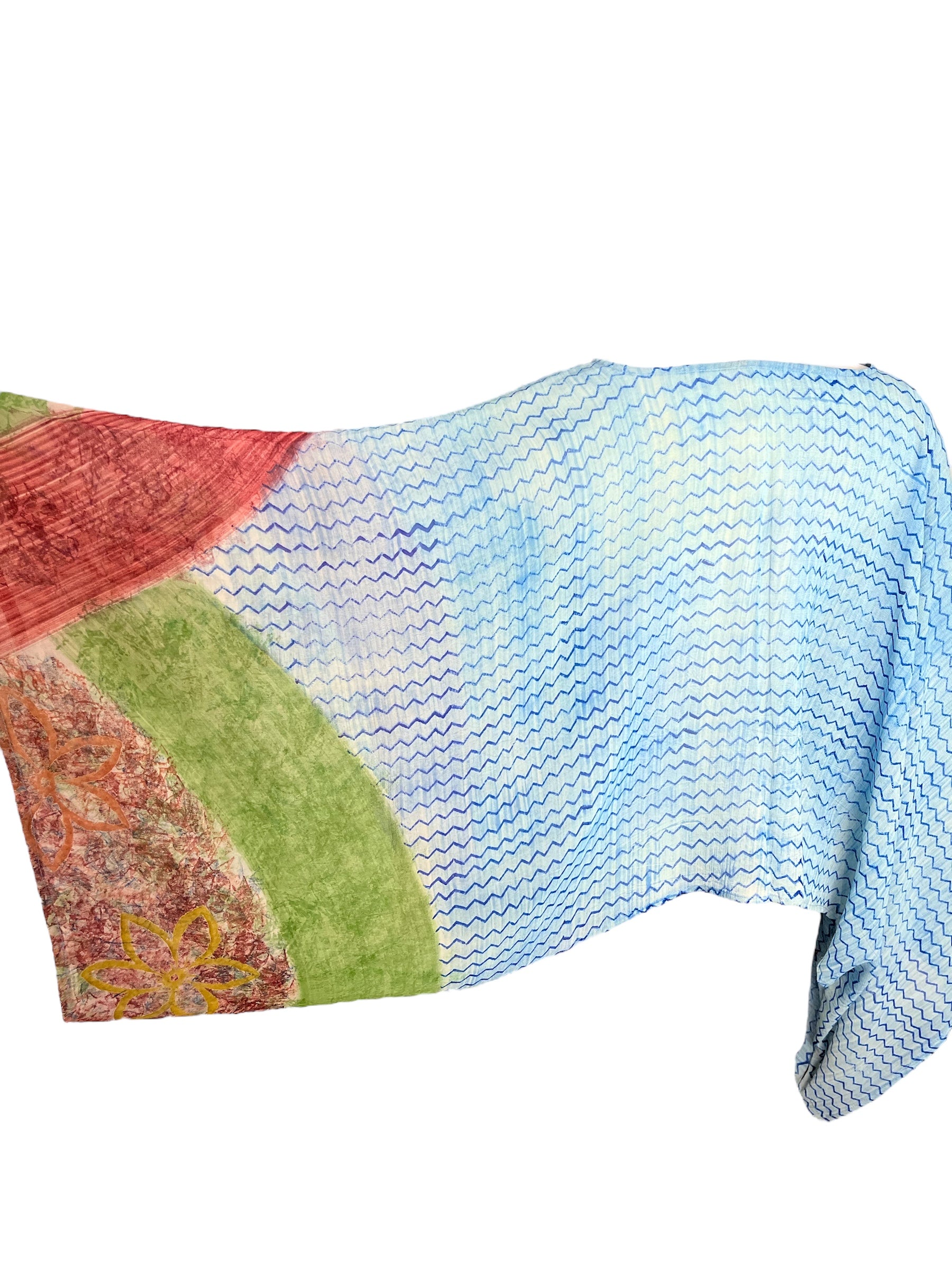 PRG5435 Sheer Avatar Pure Silk Kimono-Sleeved Top