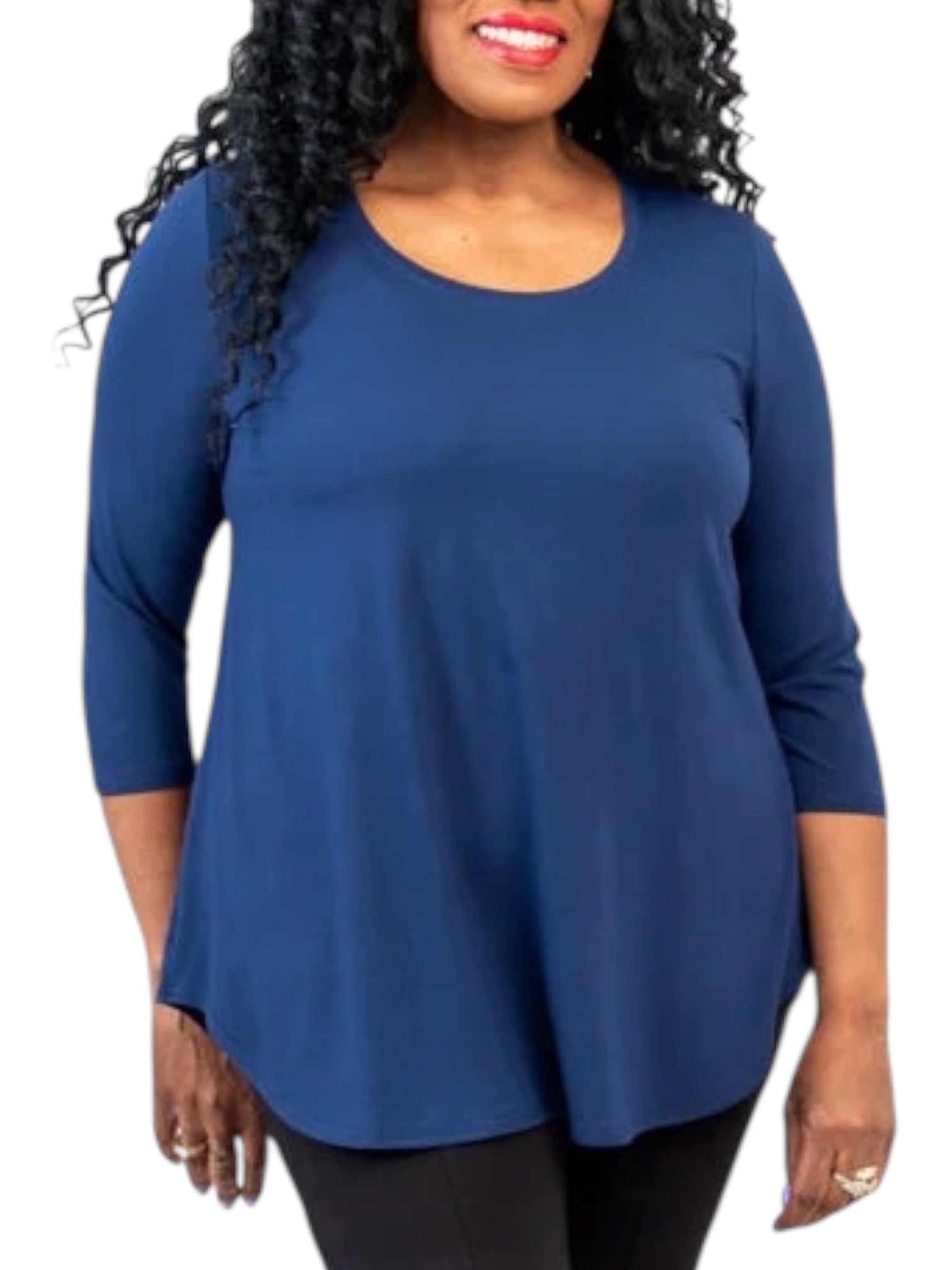 Jazz 3/4 Sleeve Indigo Bamboo Top