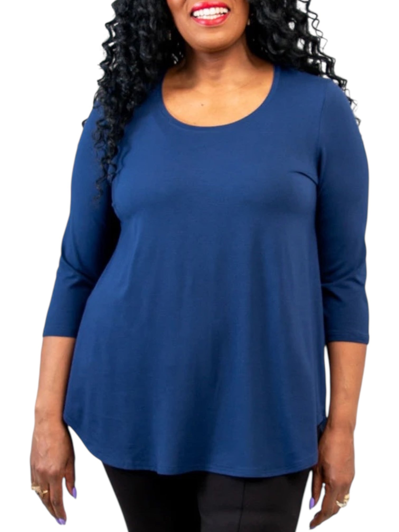 Jazz 3/4 Sleeve Indigo Bamboo Top