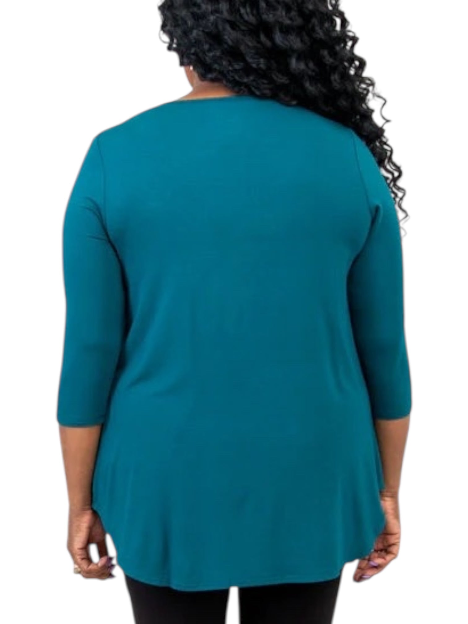 Jazz 3/4 Sleeve Teal Bamboo Top by Blue Sky Clothing Co – Handmade ethical Longer Sleeve Top from sariKNOTsari using upcycled silk. Designed in Canada for travel and slow fashion, loved from Toronto to LA to Sydney.
